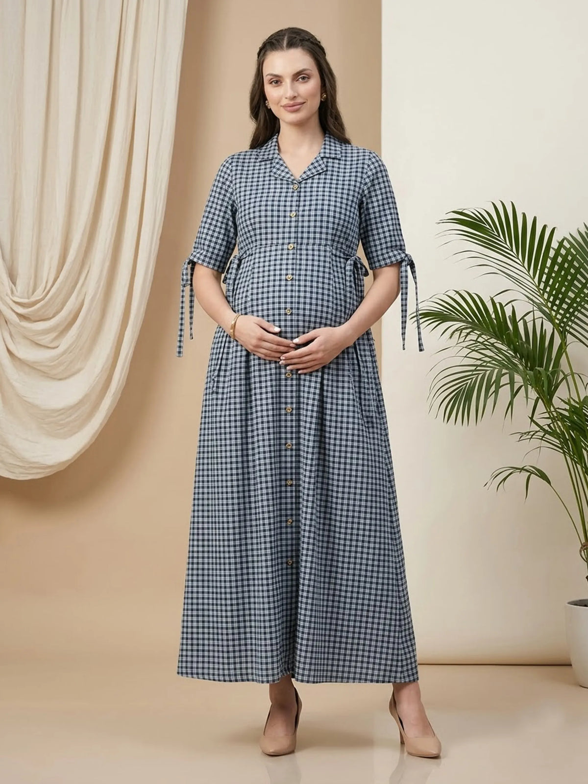 Women's Button-Front Maternity Dress