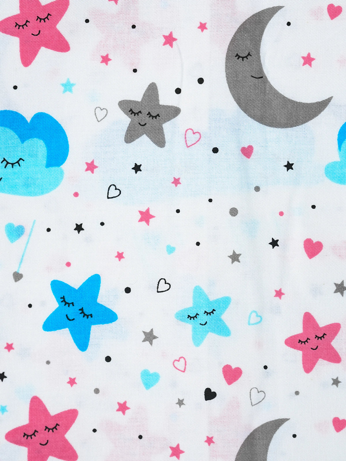 Twill Print Baby Cradle Cloth with Net - Moon & Stars