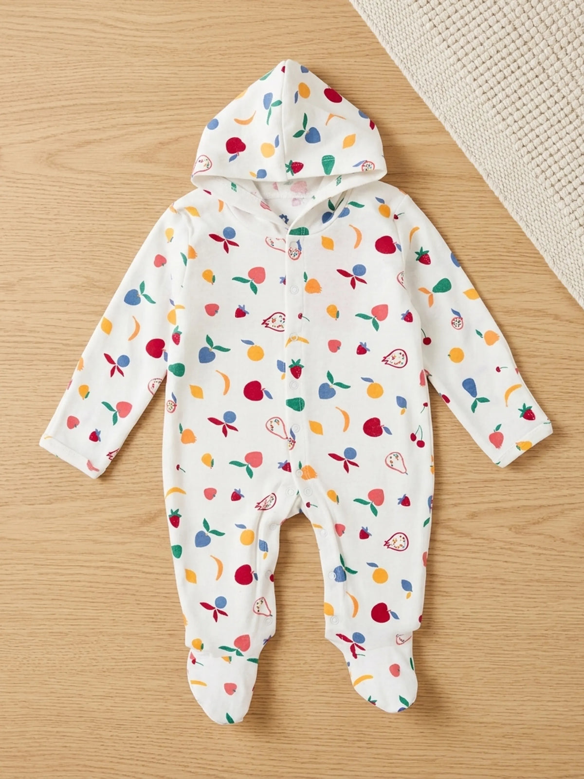 Unisex Baby Printed Hooded Sleepsuit