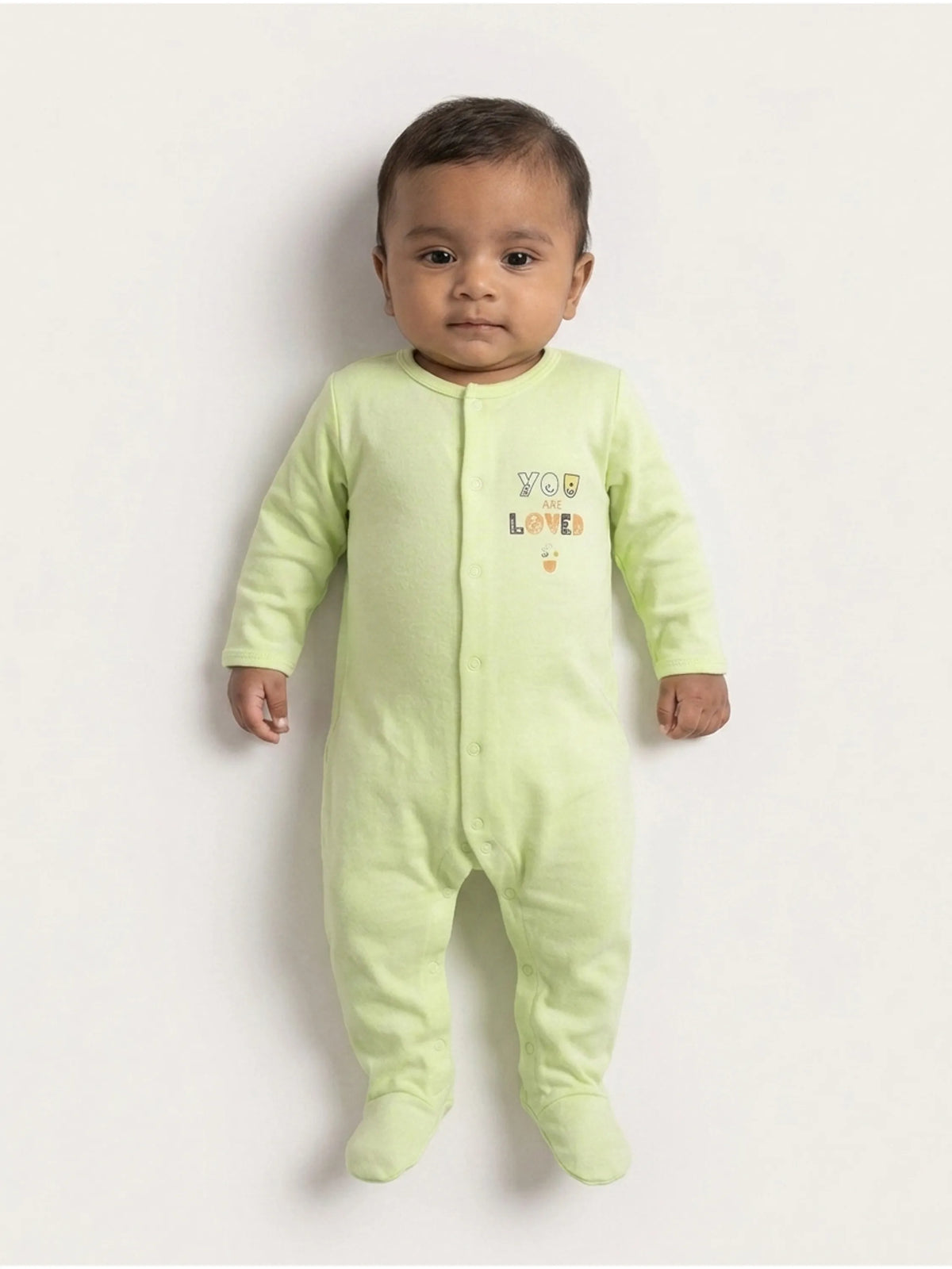 Unisex Baby Solid Sleepsuit Light Green