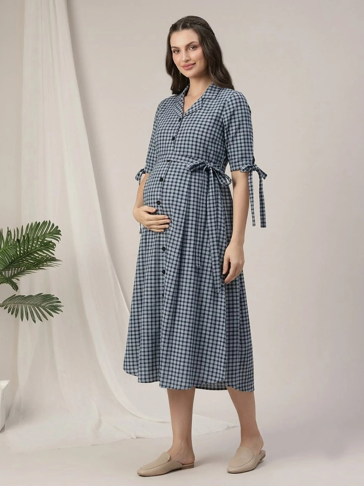 Women's Button-Front Maternity Dress