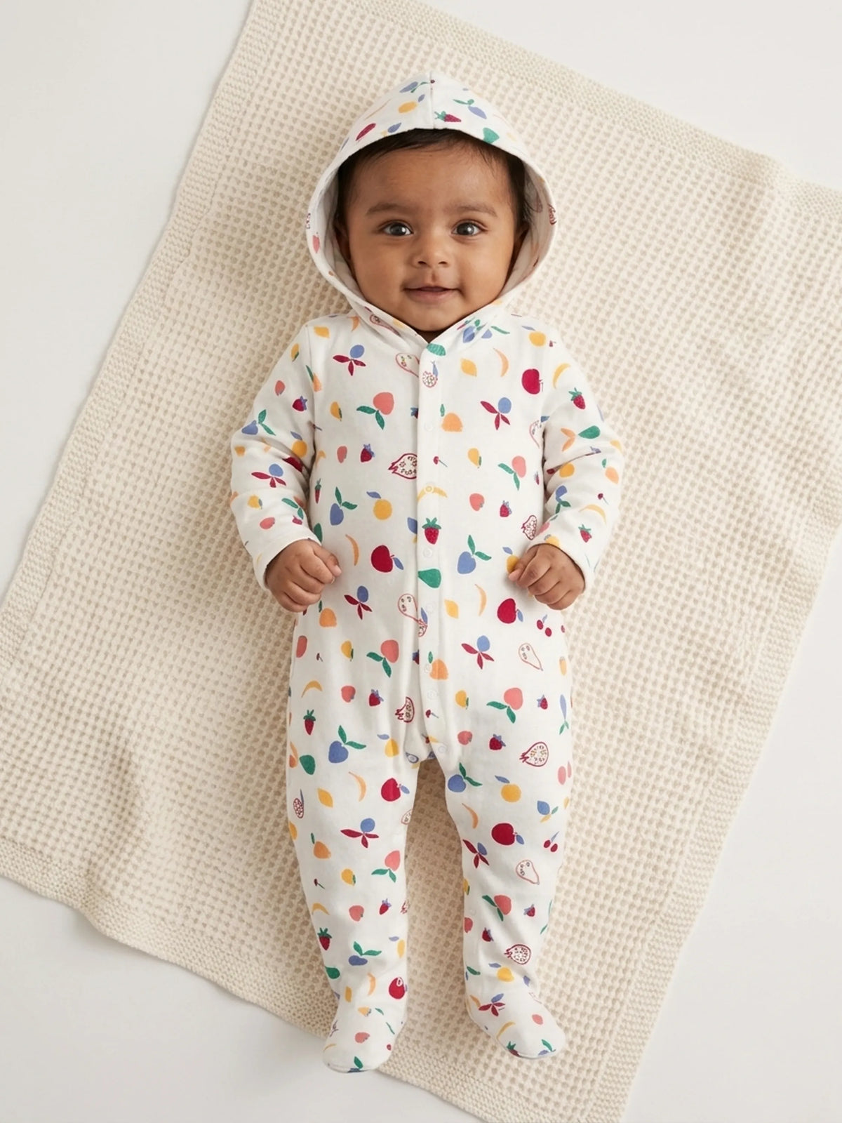 Unisex Baby Printed Hooded Sleepsuit