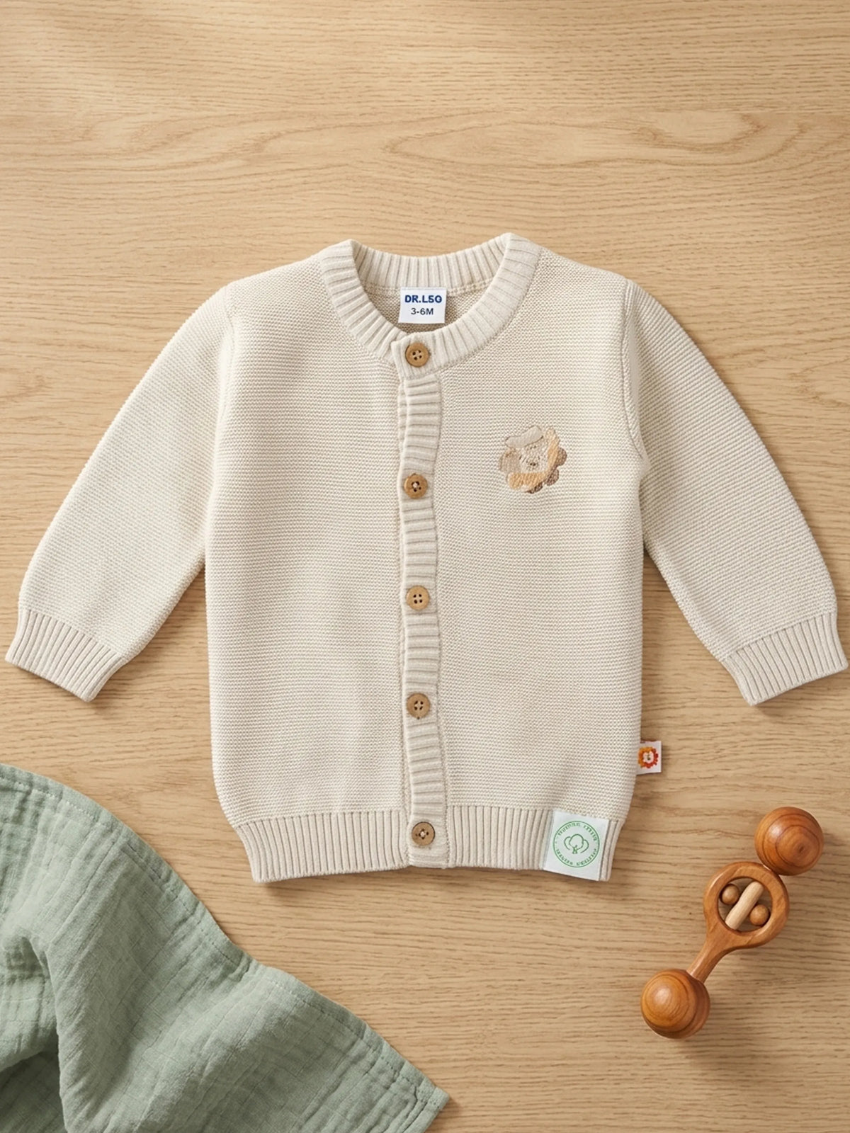 Baby Organic Cotton Knit Cardigan – Cream