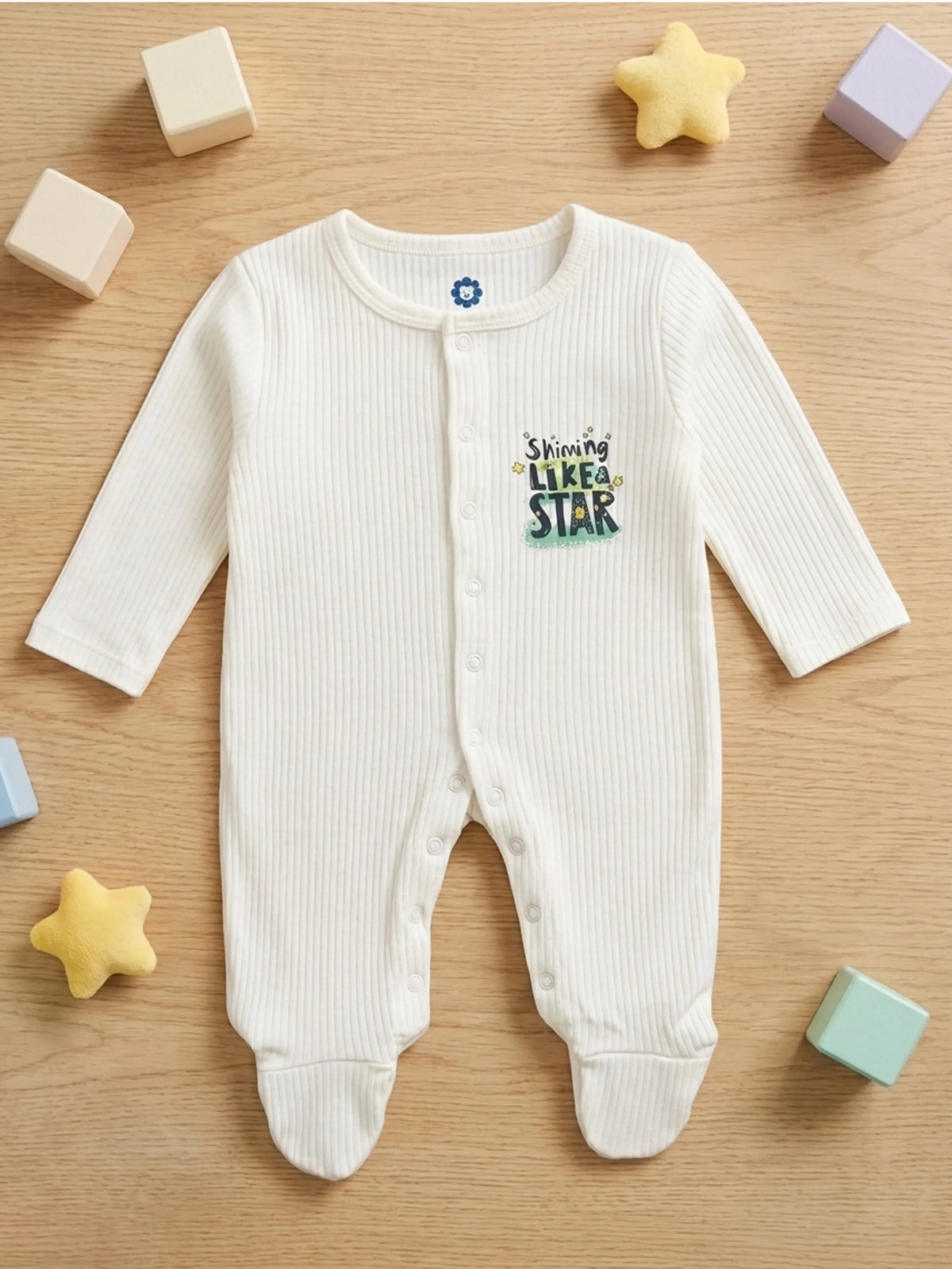Unisex Solid White Baby Sleepsuit - 0-3 Months