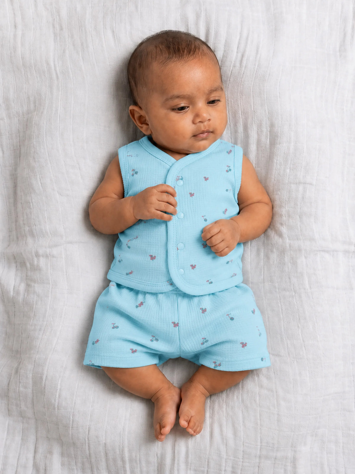 Baby Sleeveless Jabla & Shorts Set - Blue