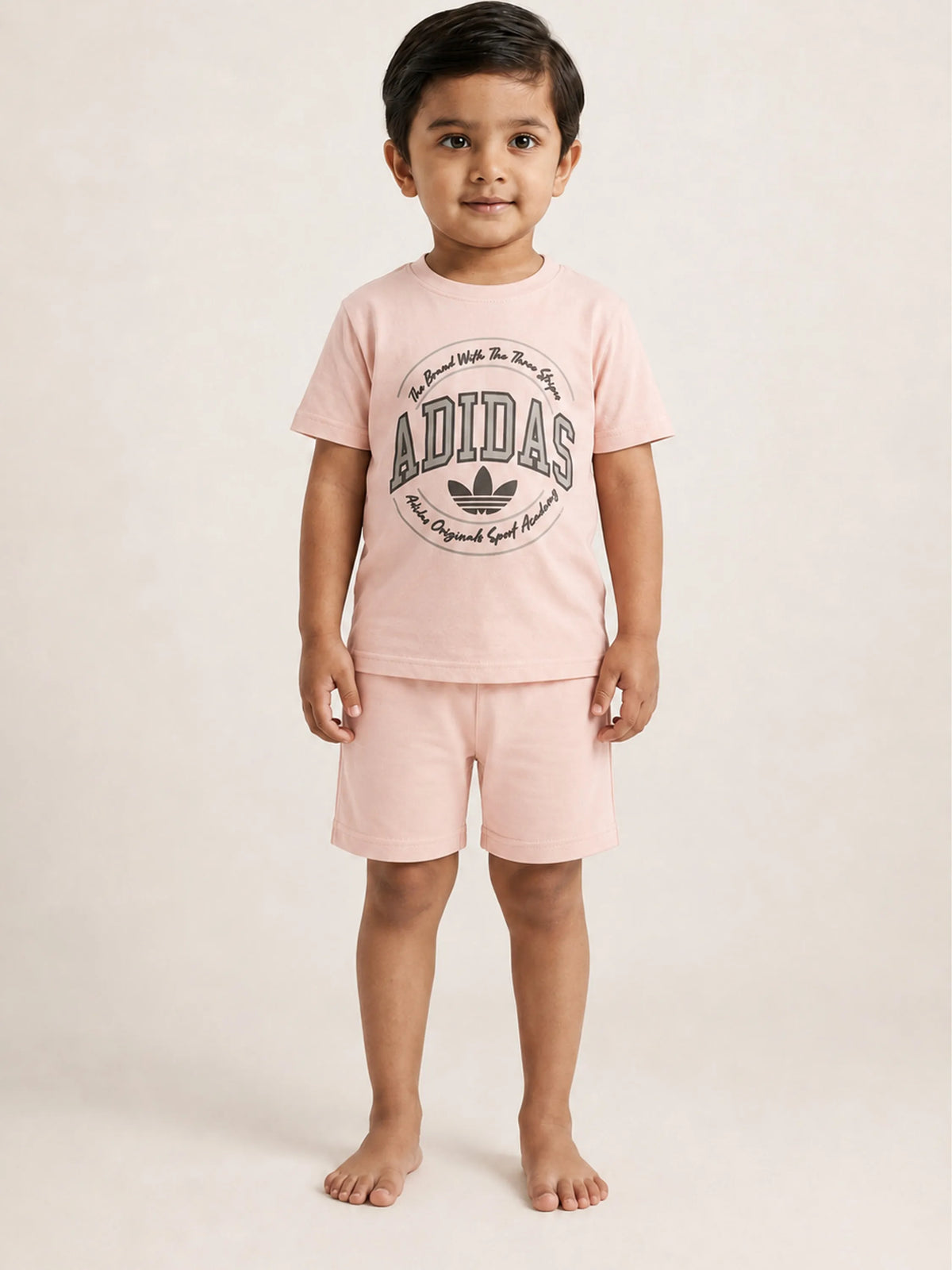 Boys Peach Graphic Printed T-Shirt & Shorts Co-ord Set