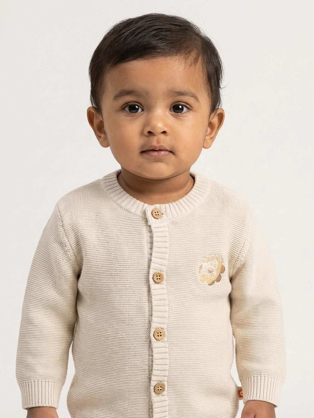 Baby Organic Cotton Knit Cardigan – Cream