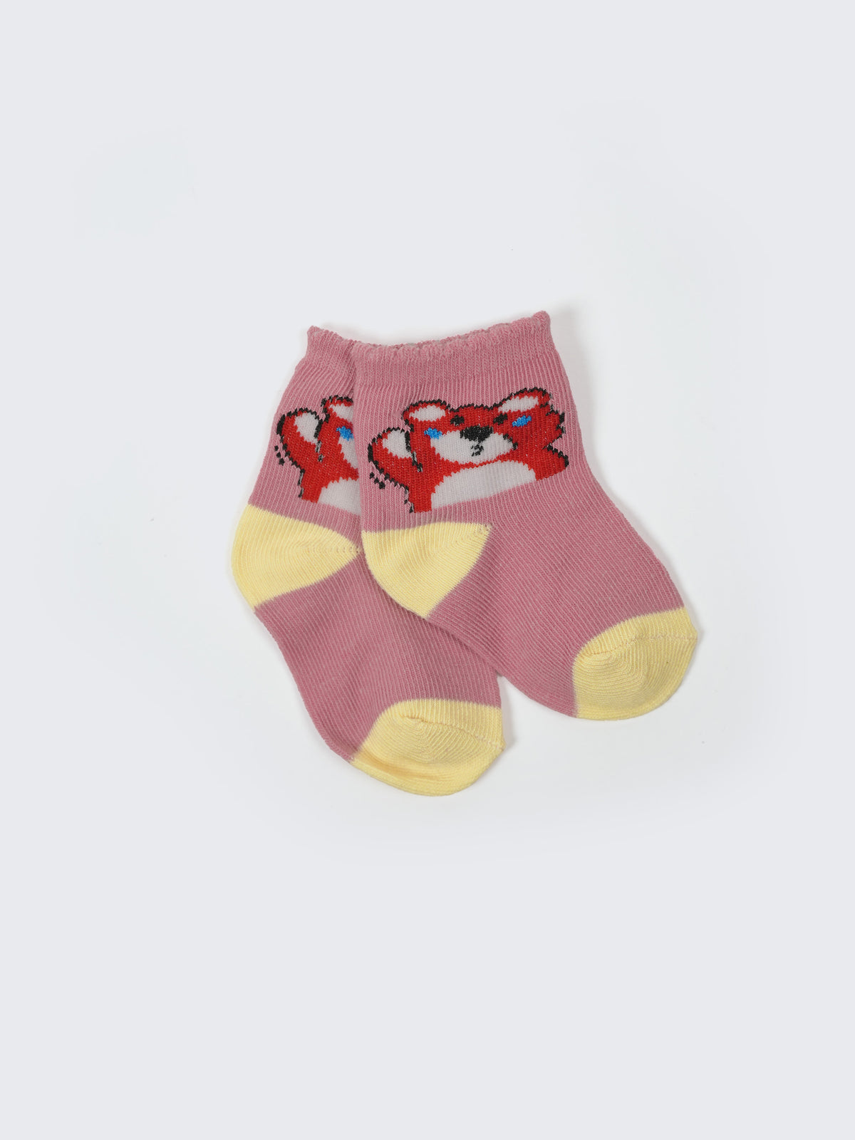 Ankle Socks Fox & Striped Design -2 Pair Pack