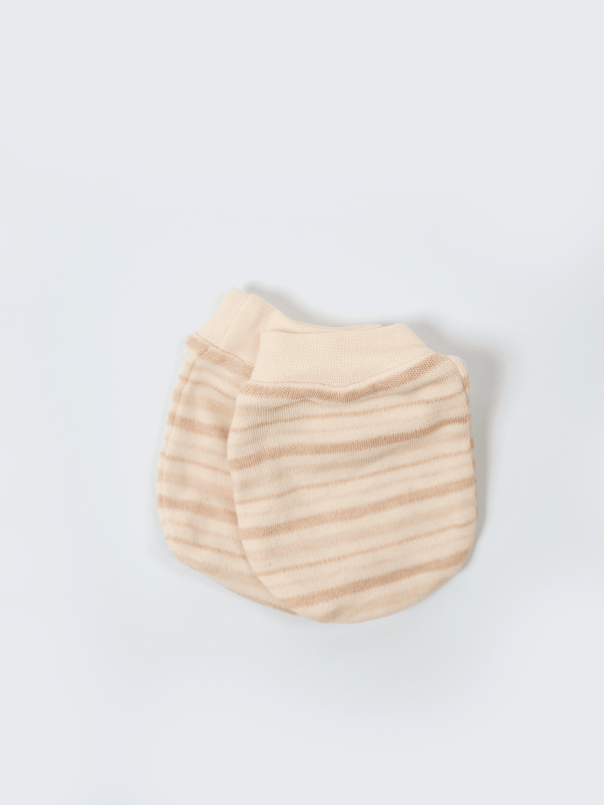 Baby Cap, Mittens & Booties Set – Beige Stripe