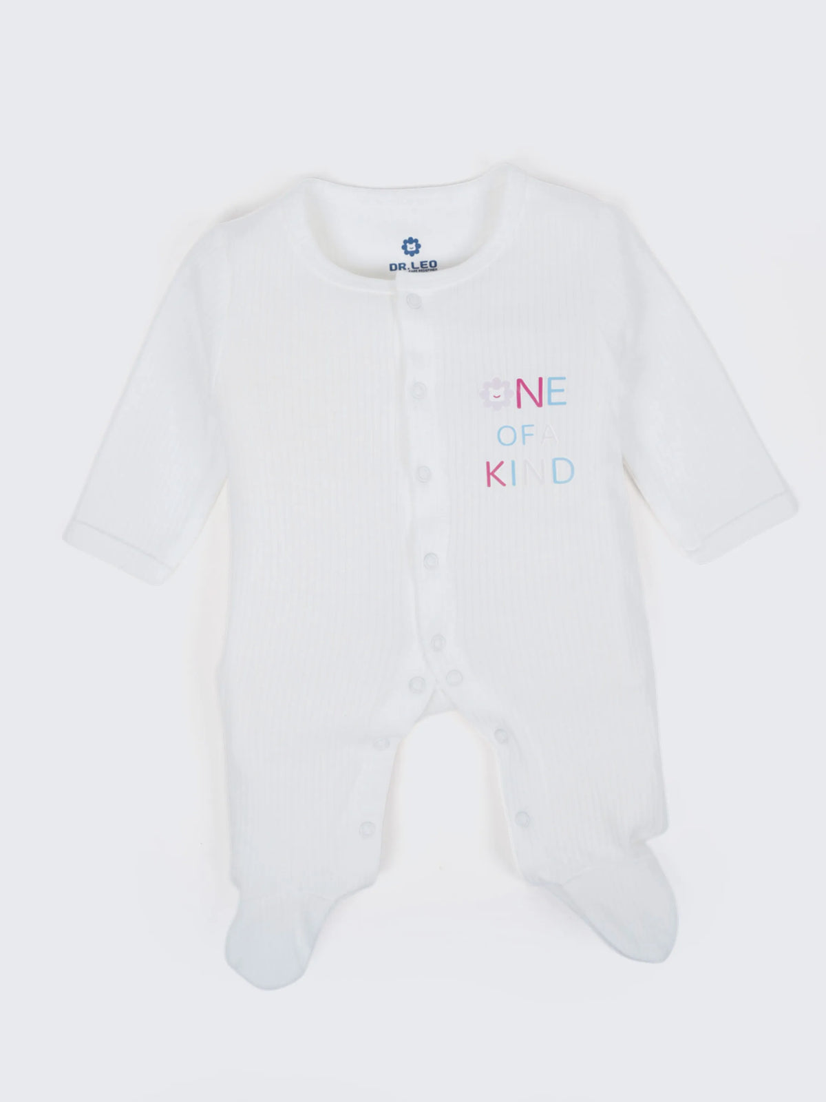 Unisex Solid White Baby Sleepsuit