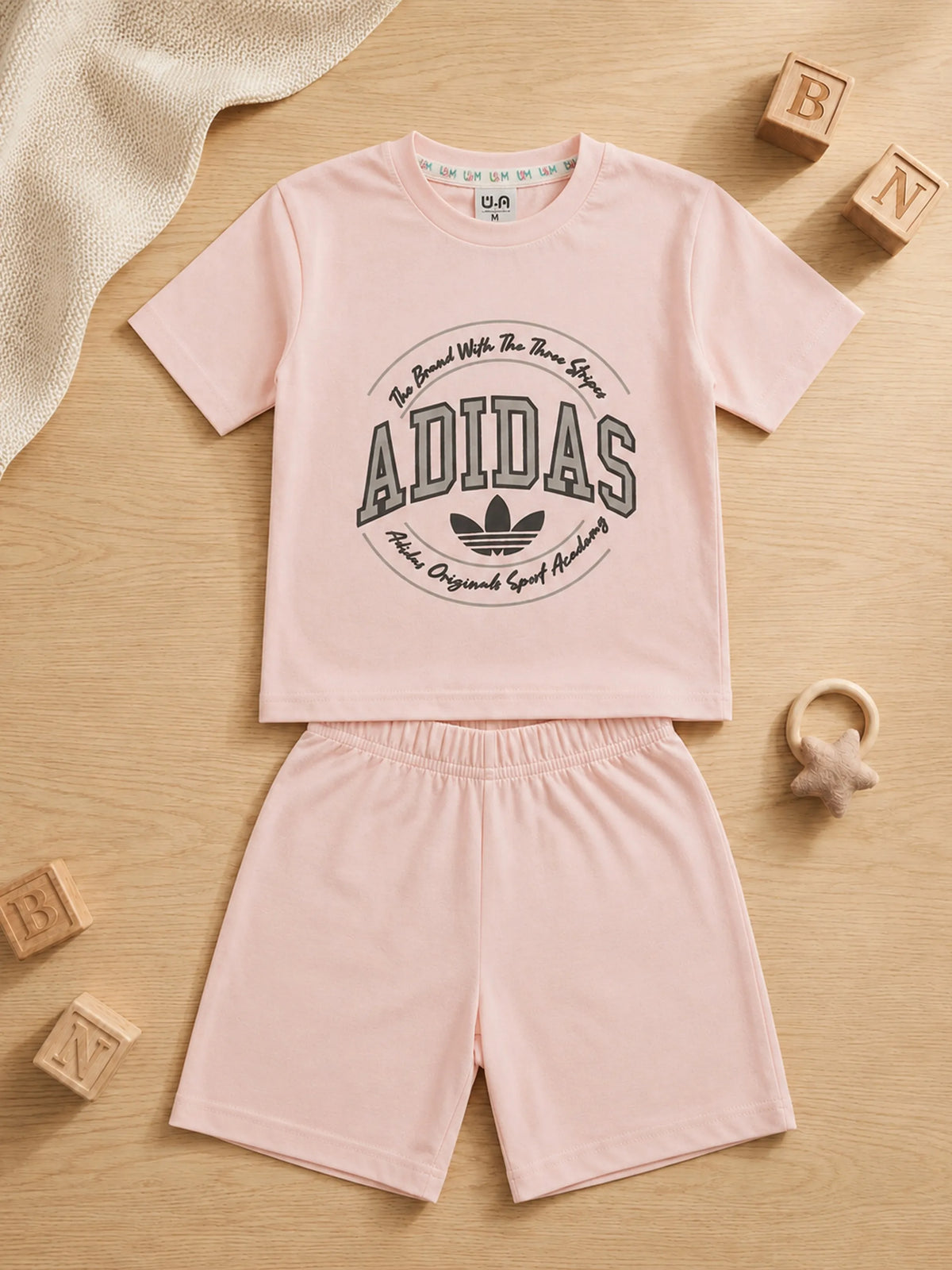 Boys Peach Graphic Printed T-Shirt & Shorts Co-ord Set
