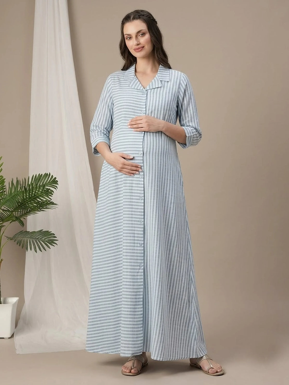 Women's Button-Front Maternity Dress