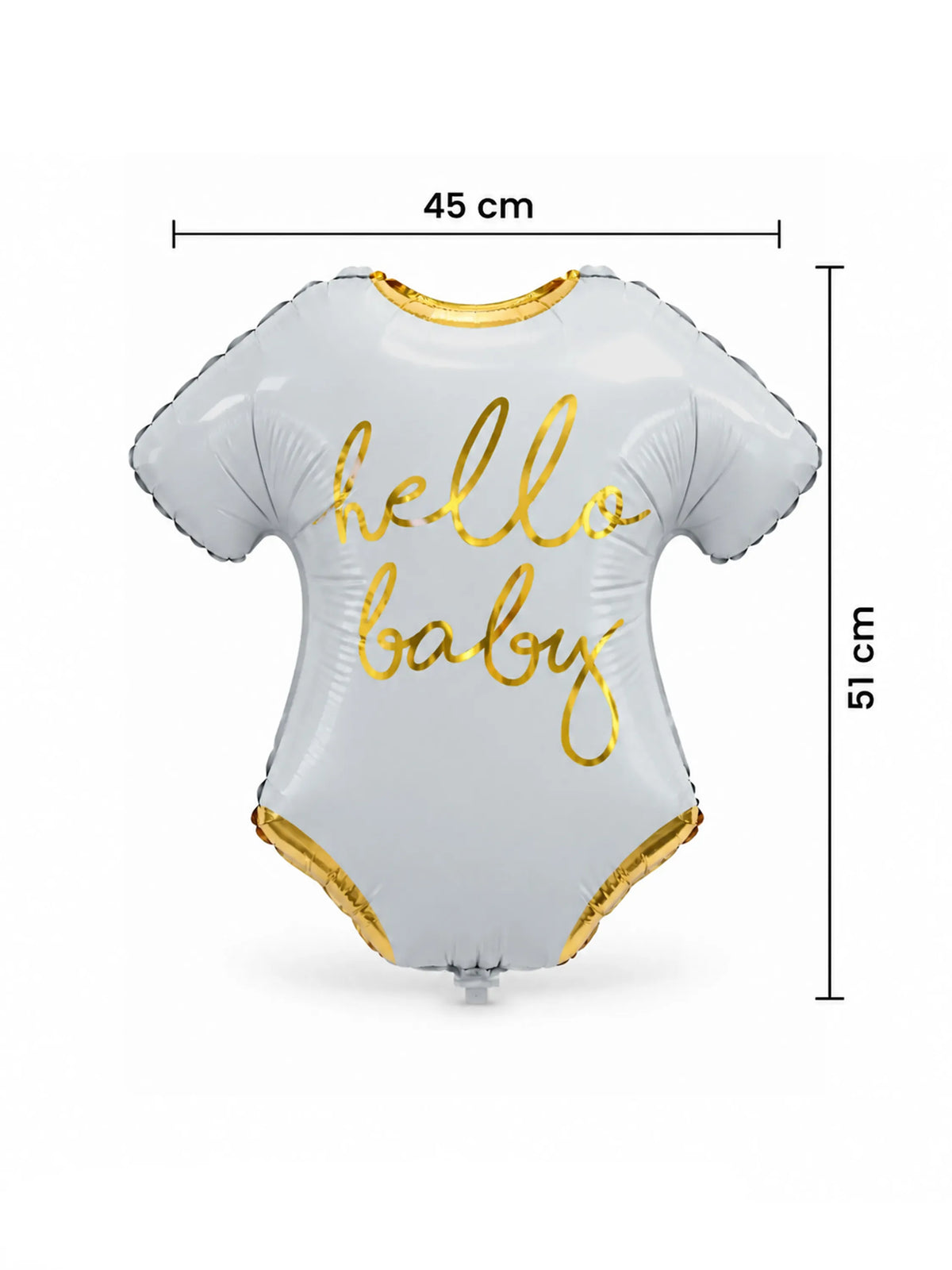 Hello Baby Onesie Foil Balloon - White & Gold