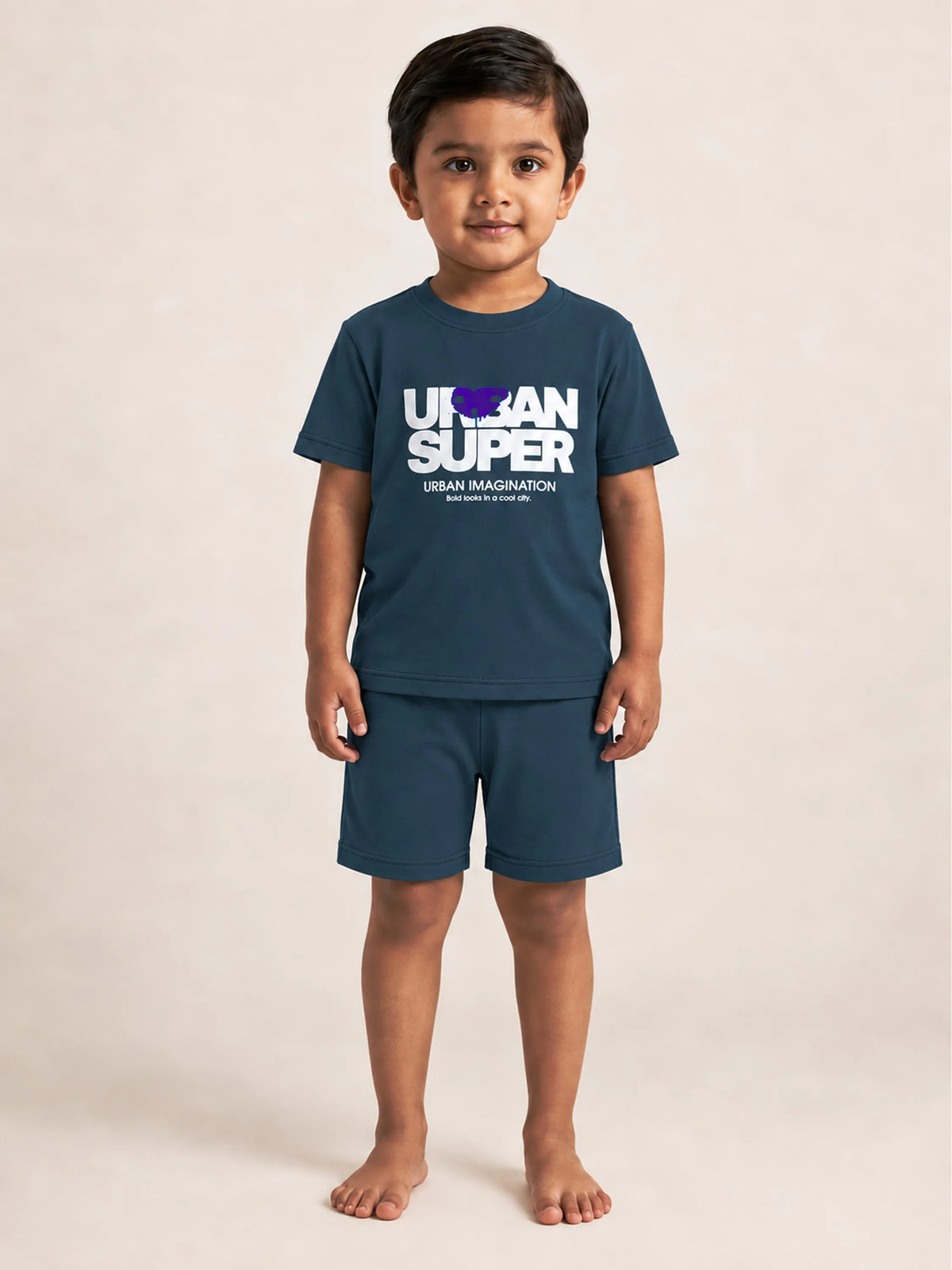 Boys Blue Graphic Printed T-Shirt & Shorts Co-ord Set