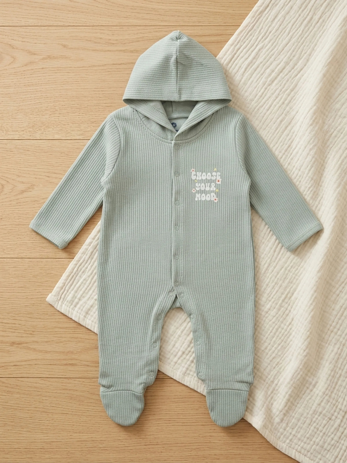 Unisex Baby Hooded Sleepsuit - Grey