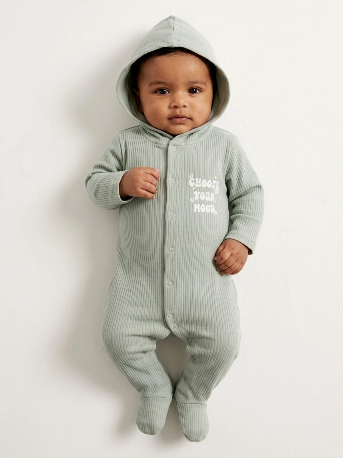 Unisex Baby Hooded Sleepsuit - Grey