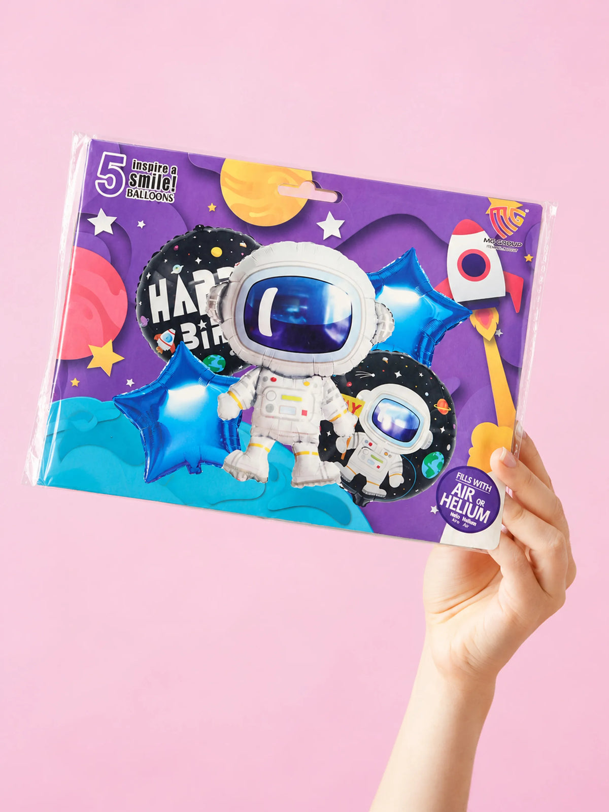 Space Astronaut Birthday Foil Balloon Set – 5 Pcs
