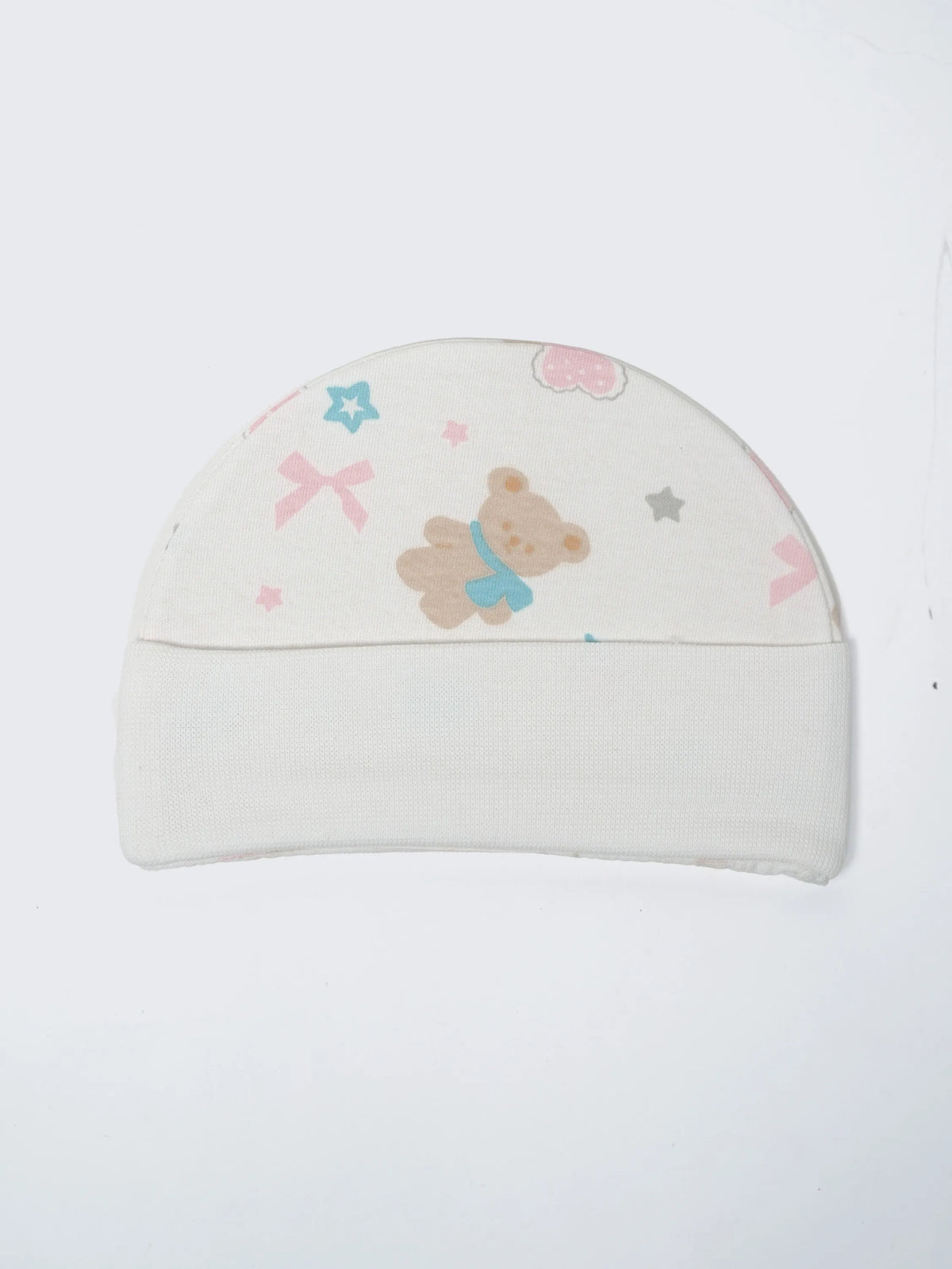 Newborn Cap, Mittens & Booties Set – White Print