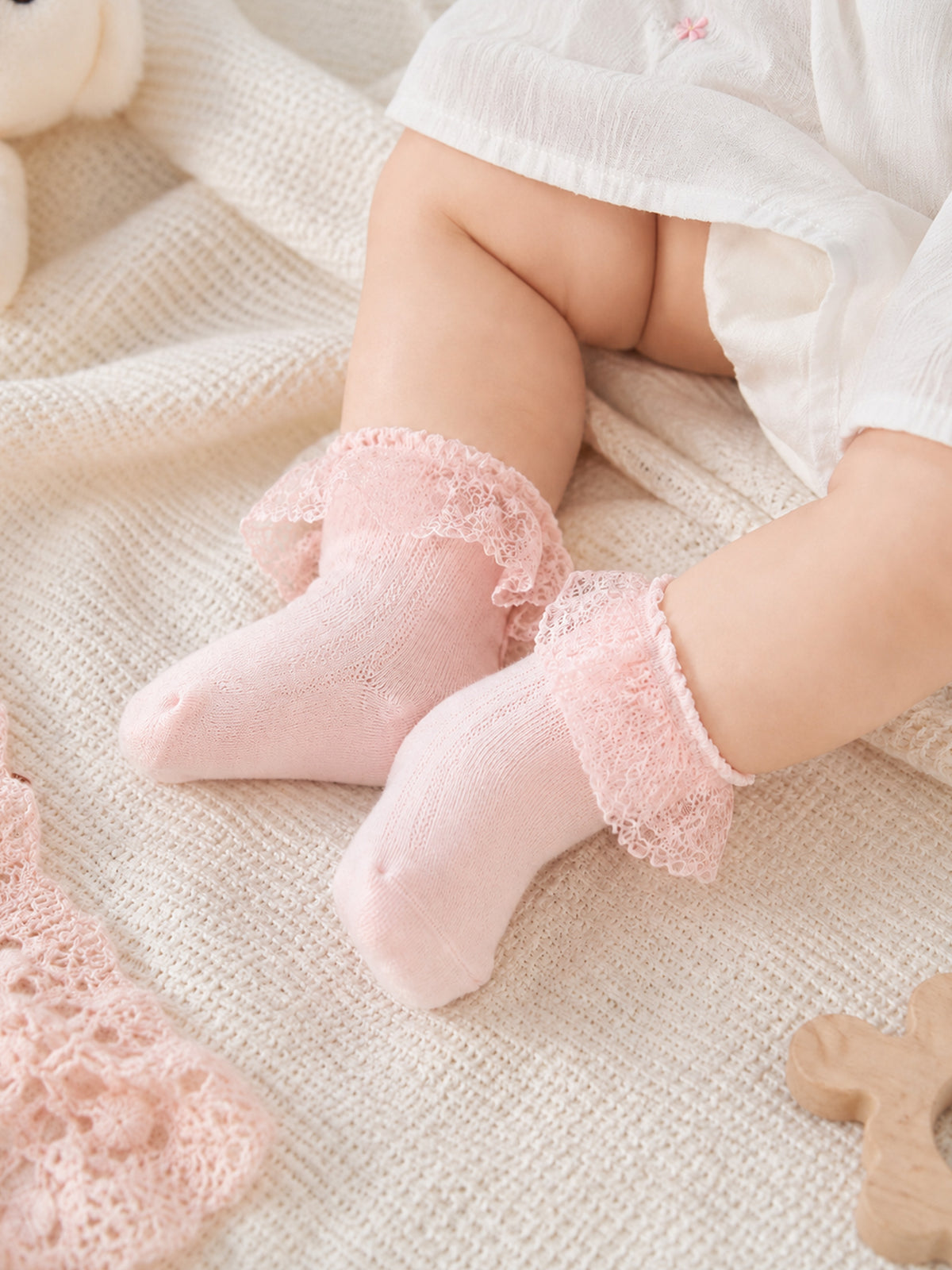Baby Girls Lace Frill Ankle Socks - Pack of 3