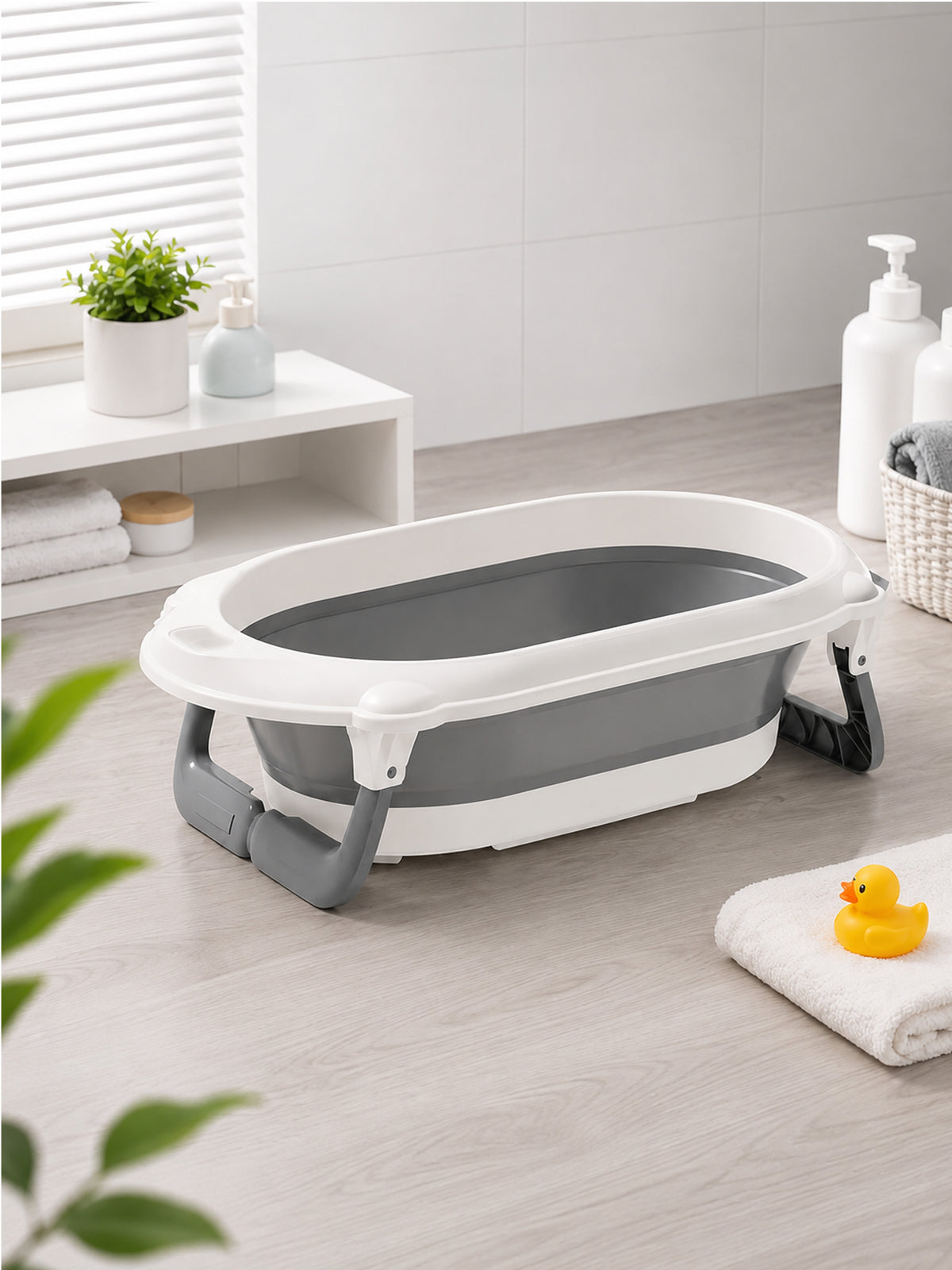 4-in-1 Foldable Baby Bath Tub Set with Bath Seat