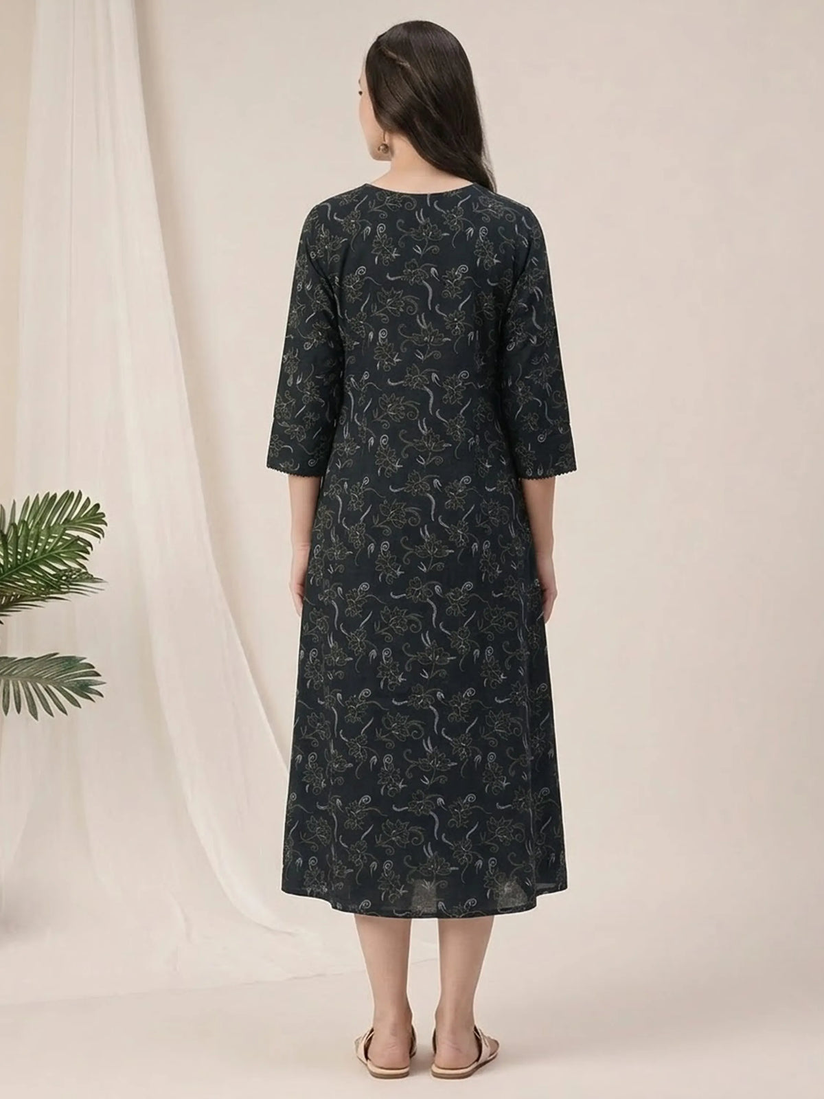 Printed Cotton Maternity & Feeding Gown