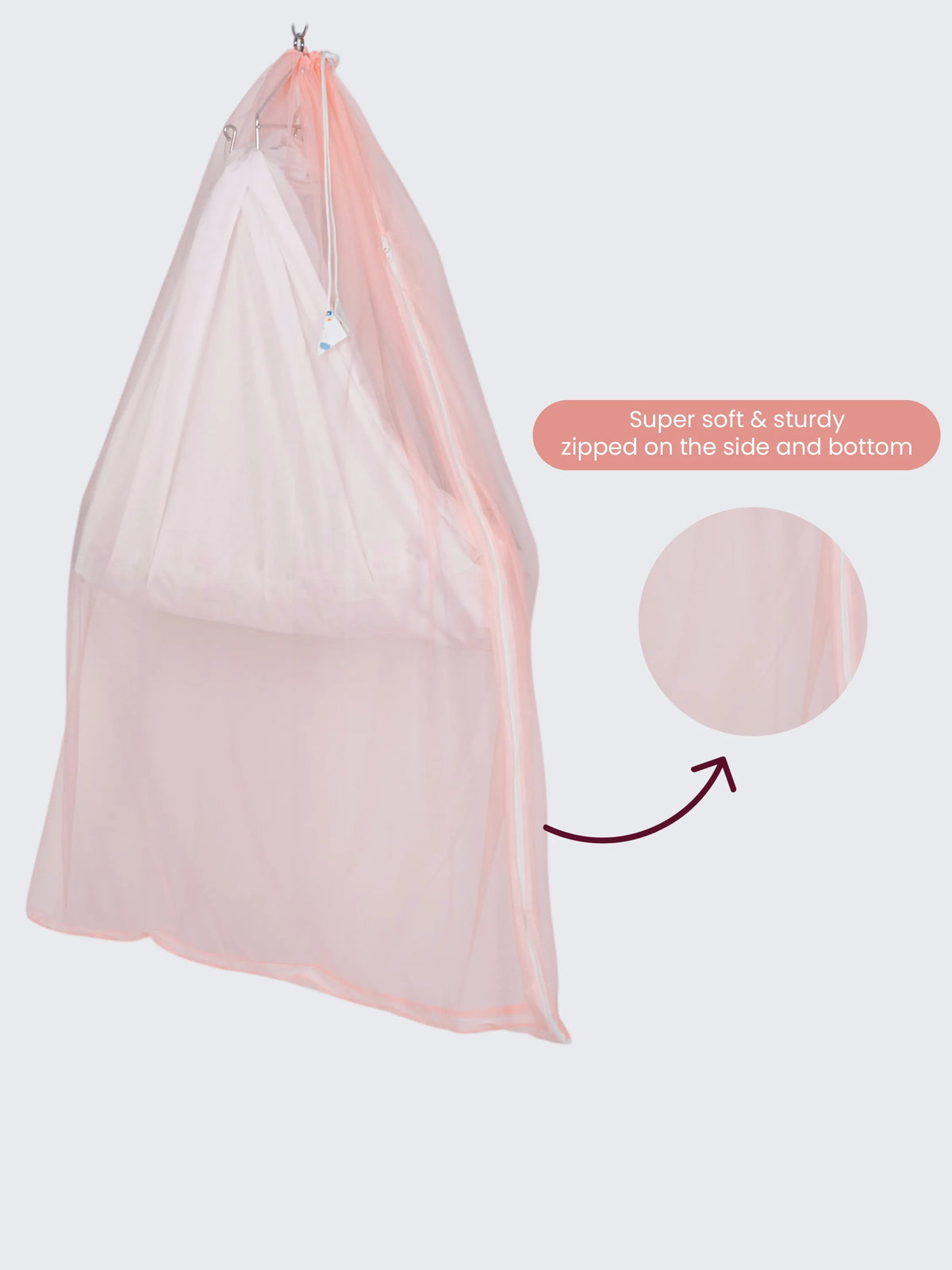 Soft Mosquito Cradle Net - Peach