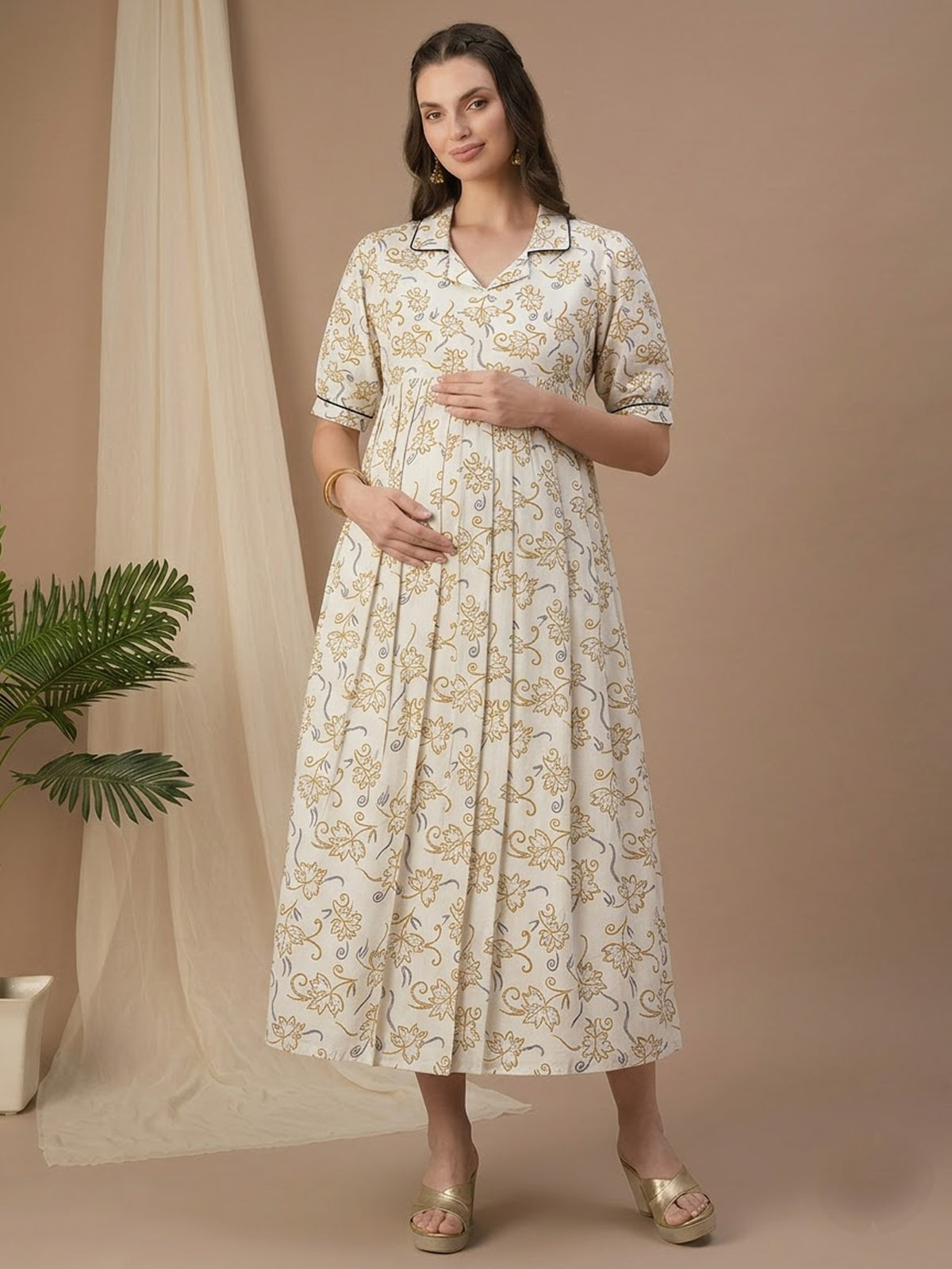 Floral Printed Maternity Feeding Dress