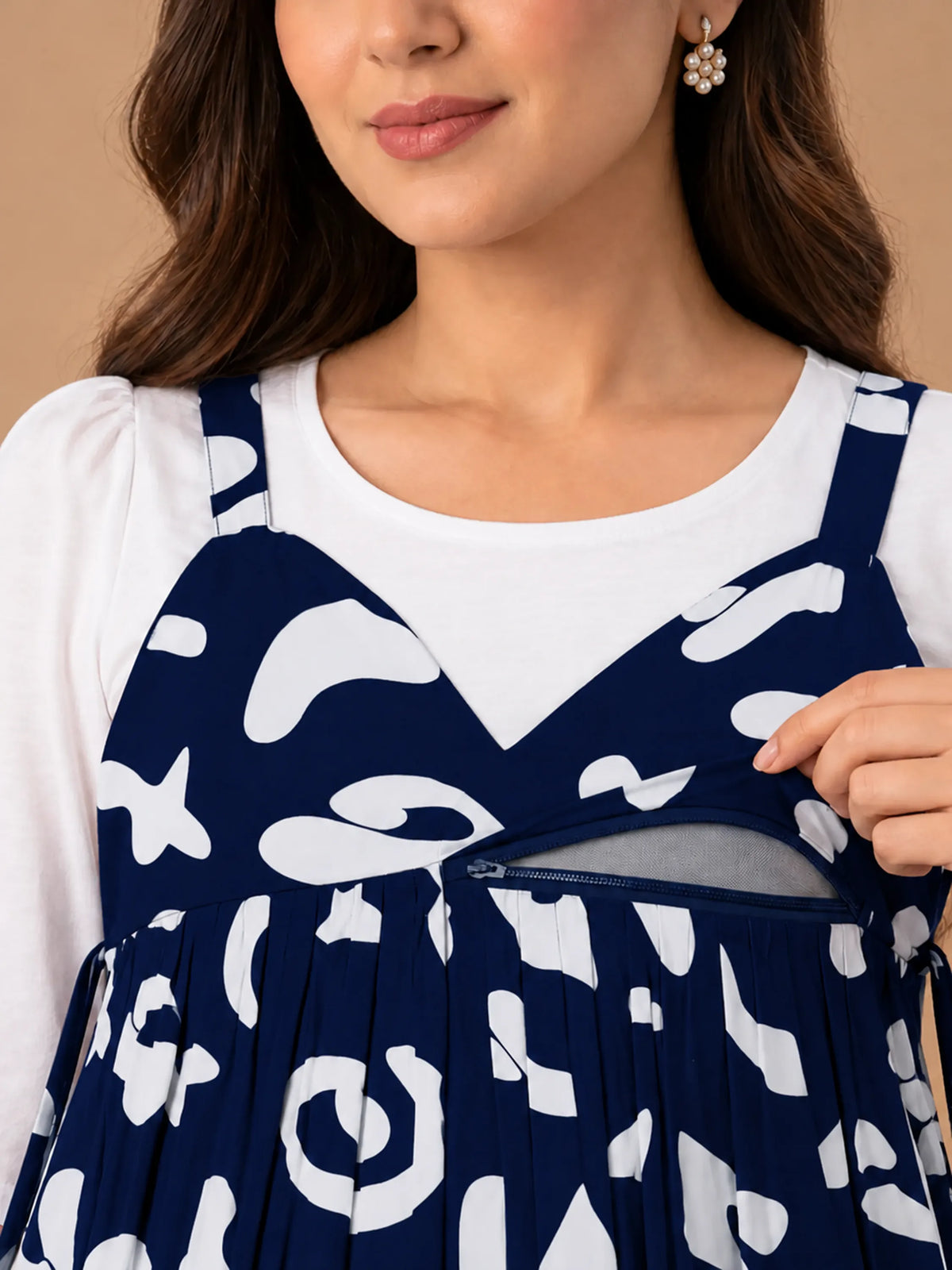 Cotton Printed Maternity Pinafore Dress