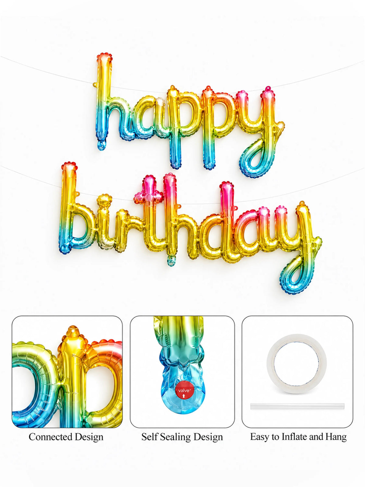 "Happy Birthday" Foil Balloon Banner