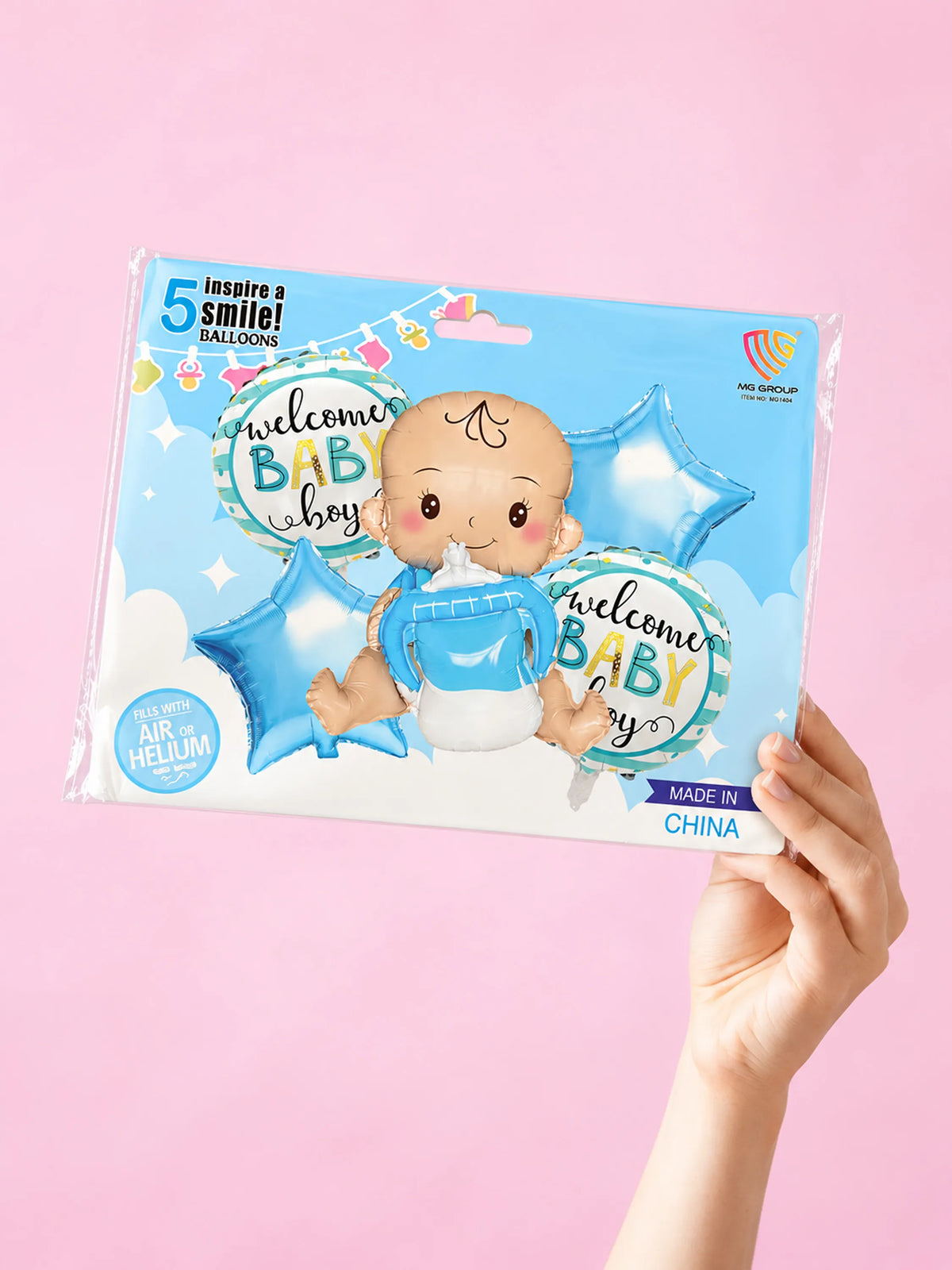Welcome Baby Boy Foil Balloon Set Blue Star Mylar Decor 5-Piece