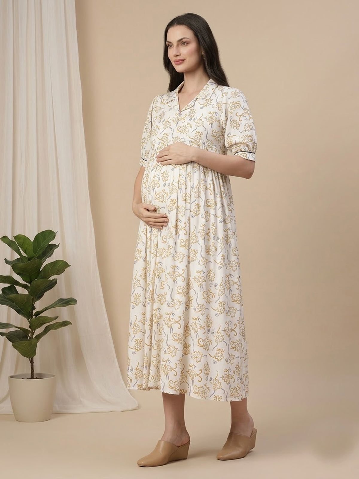 Floral Printed Maternity Feeding Dress
