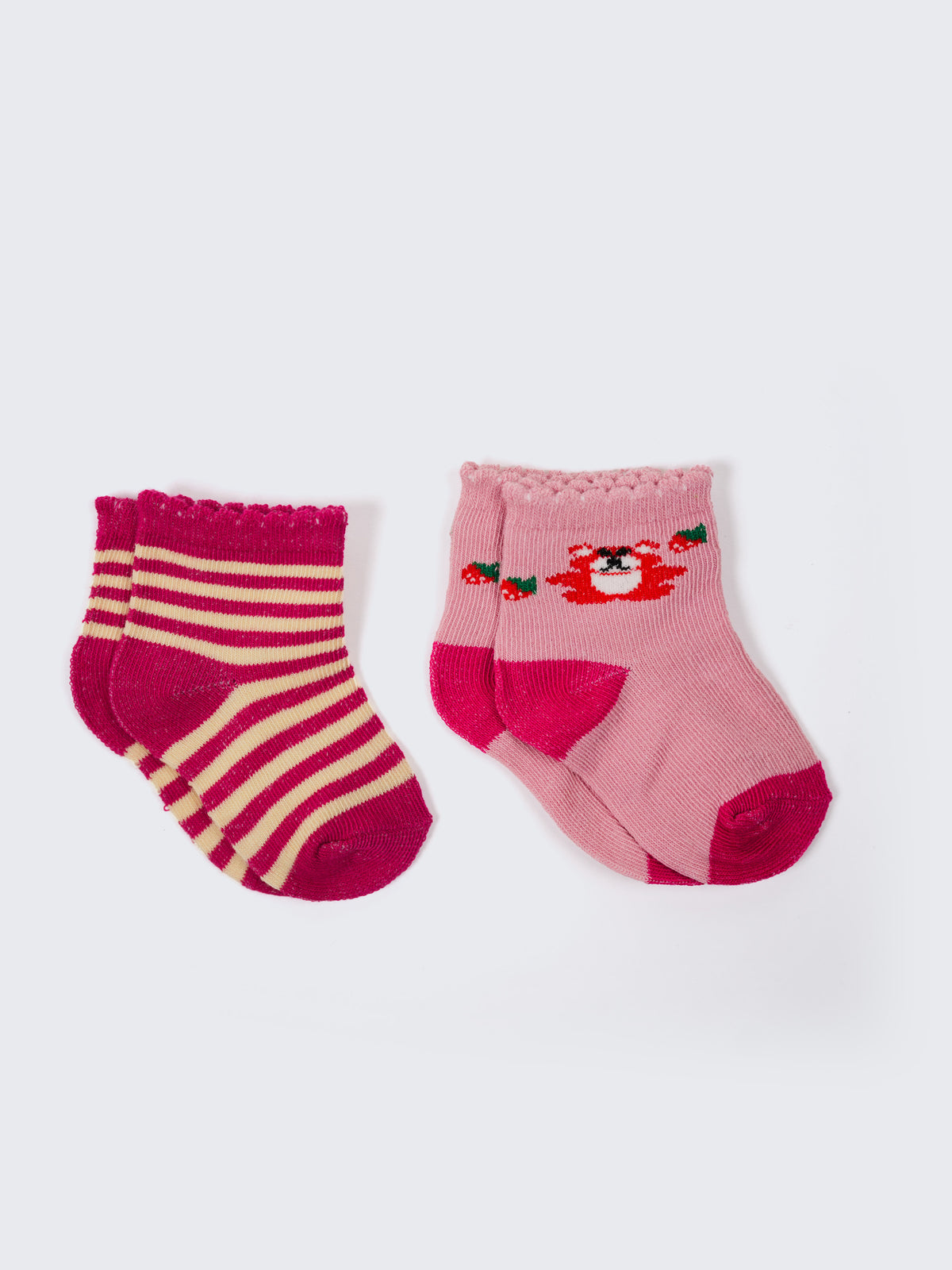 Ankle Socks Cartoon & Striped -2 Pair Pack