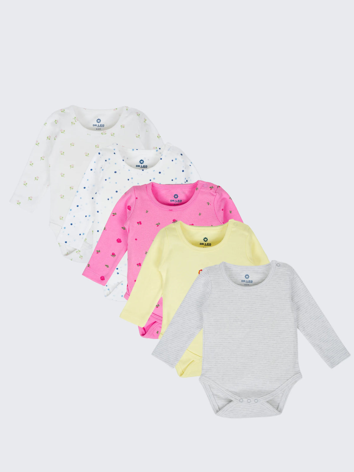 Baby Full Sleeve Bodysuit 5 Piece Combo - 0-3 Months