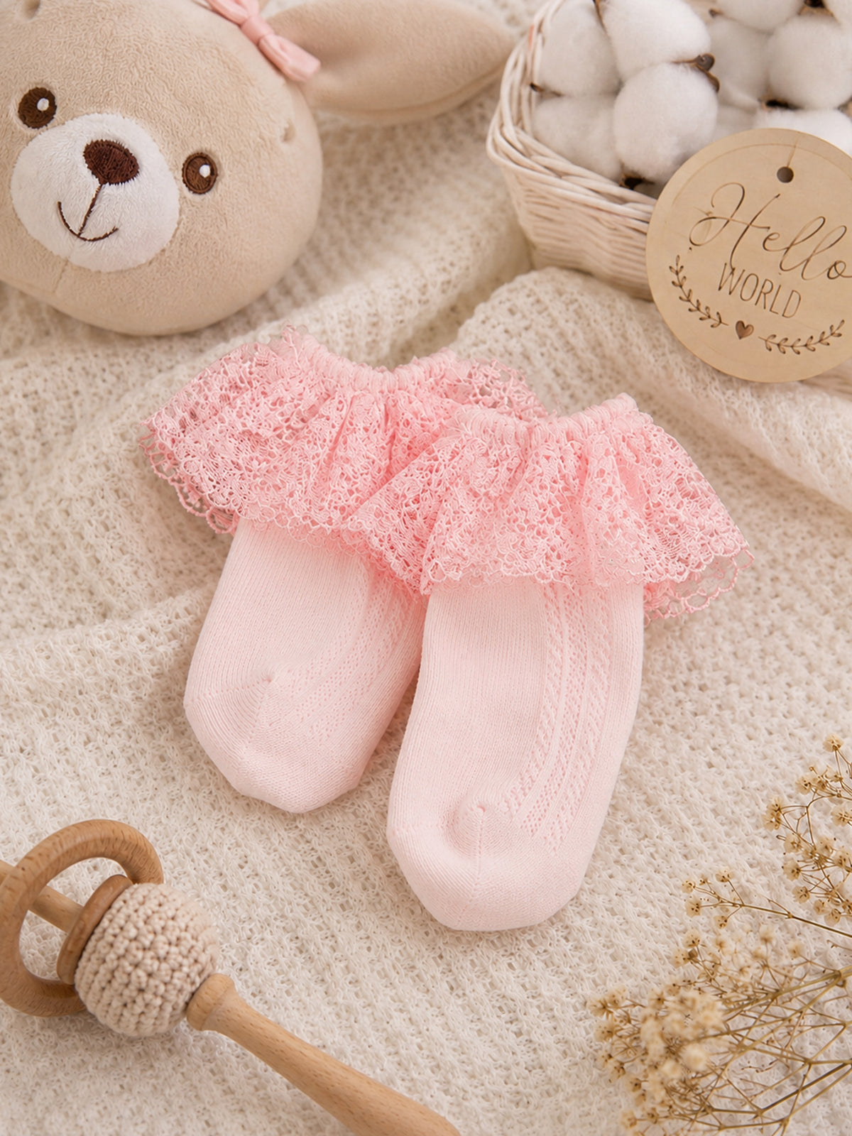 Baby Girls Lace Frill Ankle Socks - Pack of 3