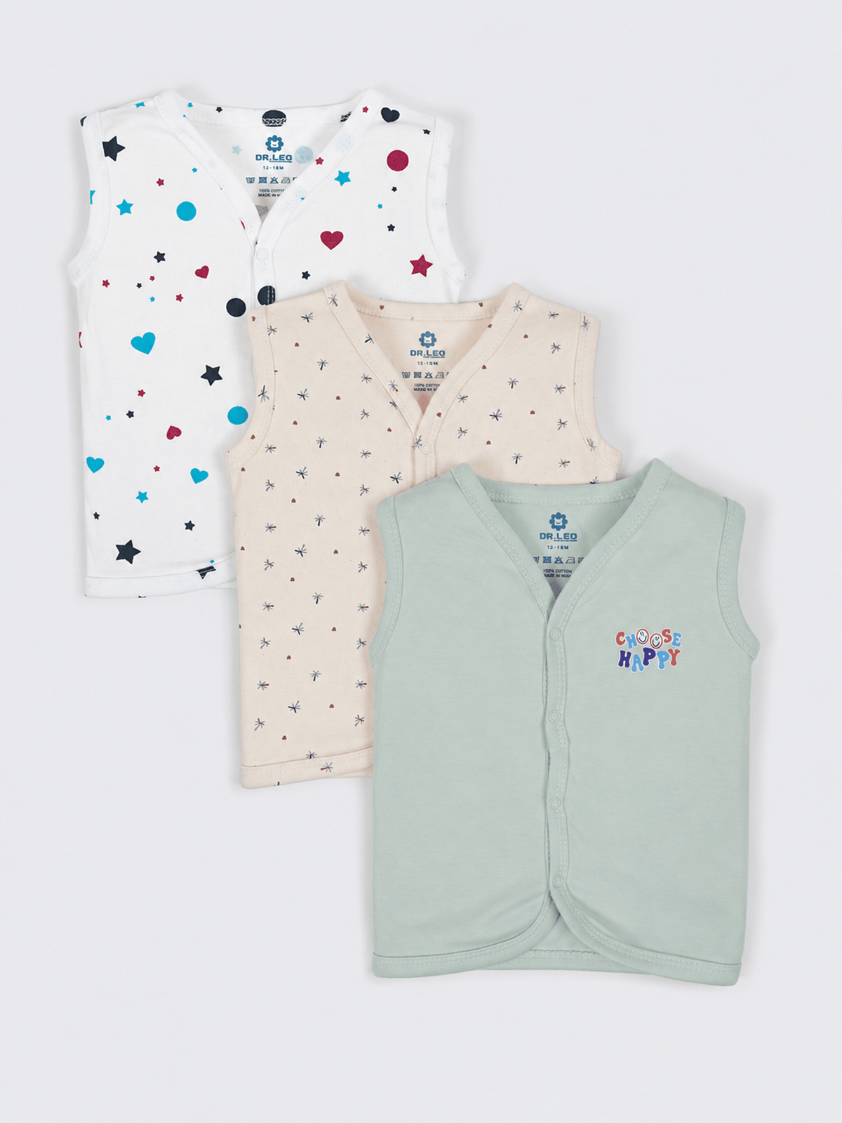 Baby Cotton Sleeveless Vest 3 Piece Combo
