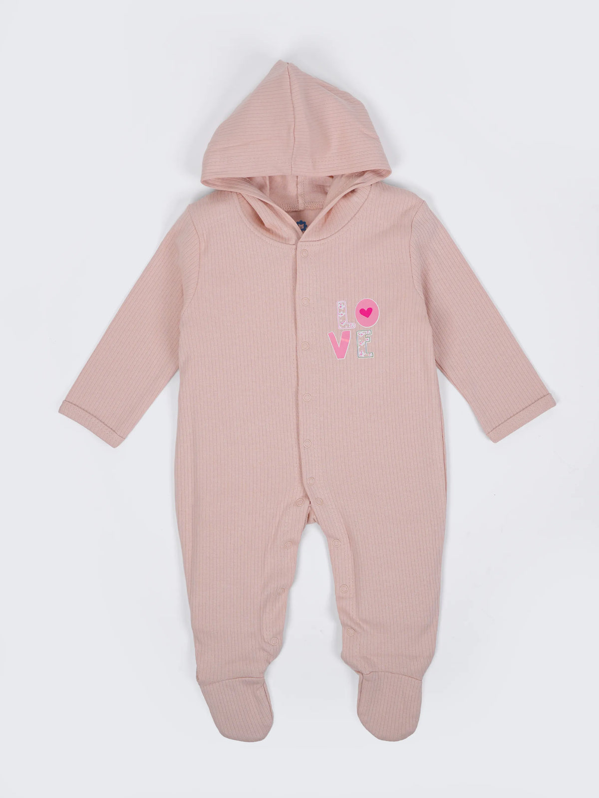Unisex Baby Hooded Sleepsuit - Light Pink