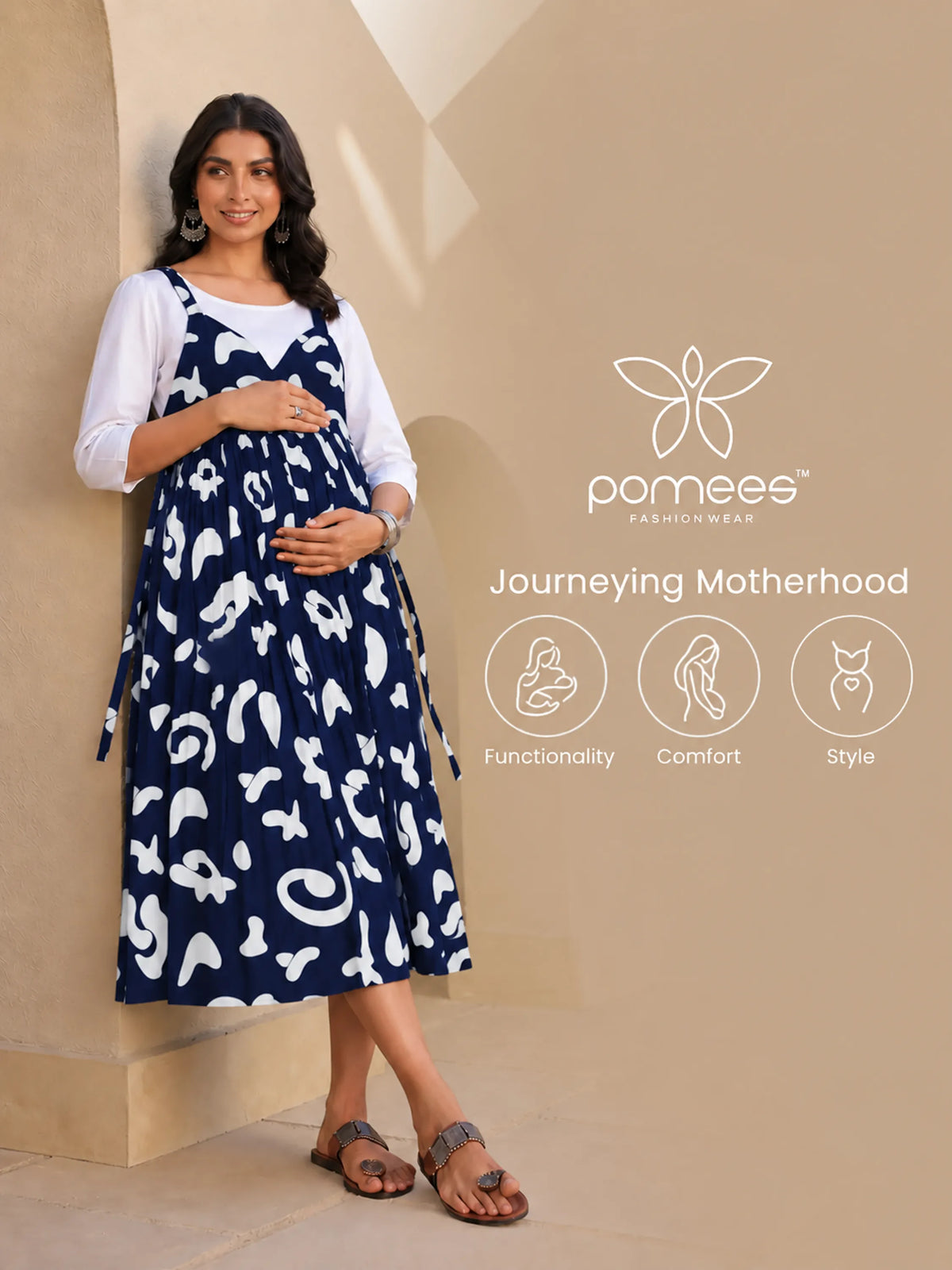 Cotton Printed Maternity Pinafore Dress