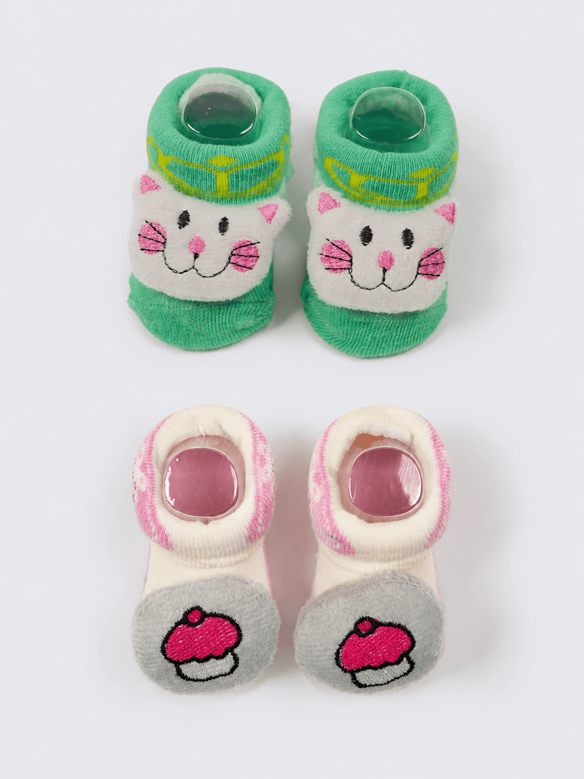 Baby Plush Rattle Socks Cupcake & Cat Design