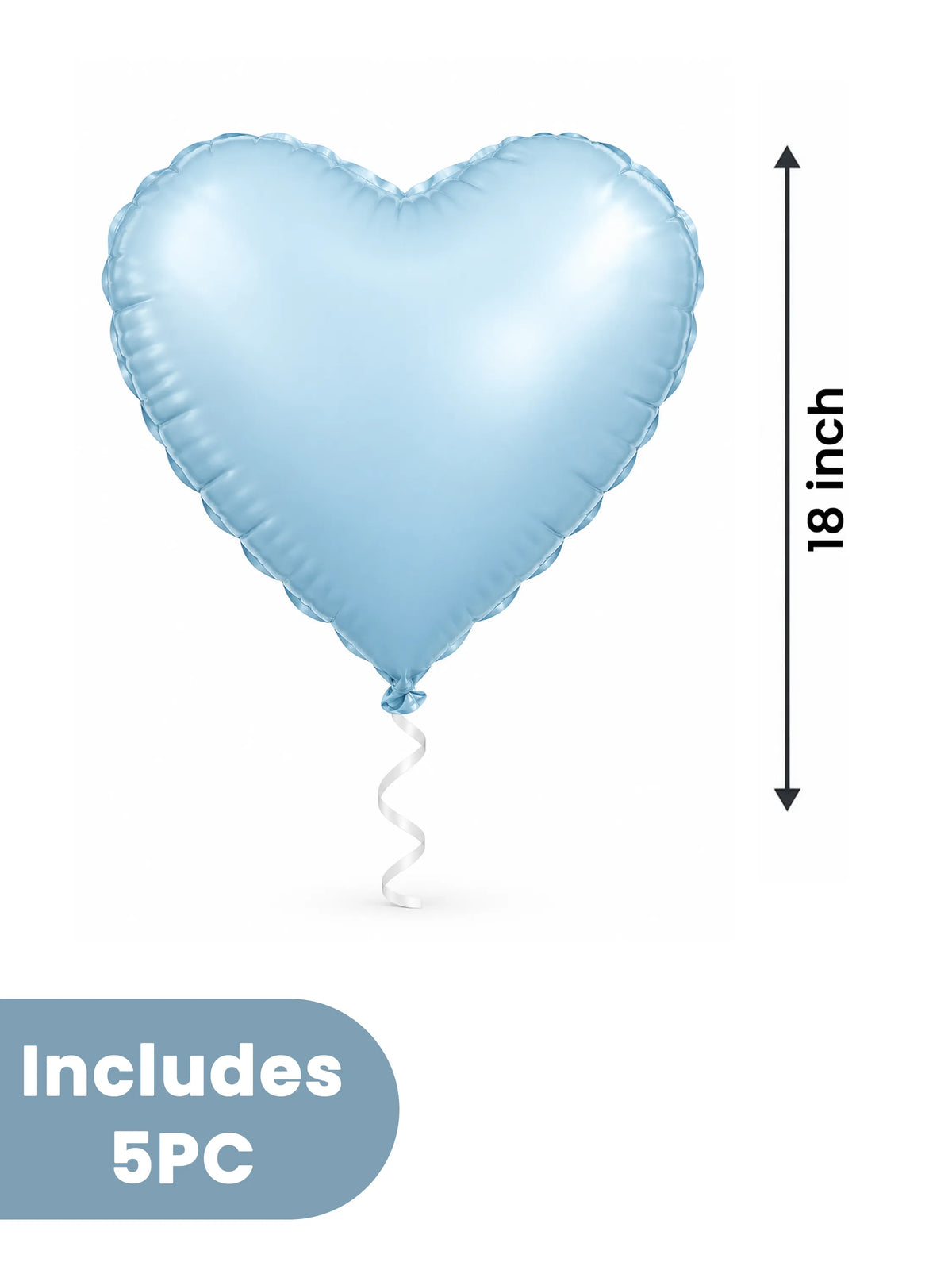 Heart Foil Balloon Metallic Mylar Light Blue Cream 10-Piece