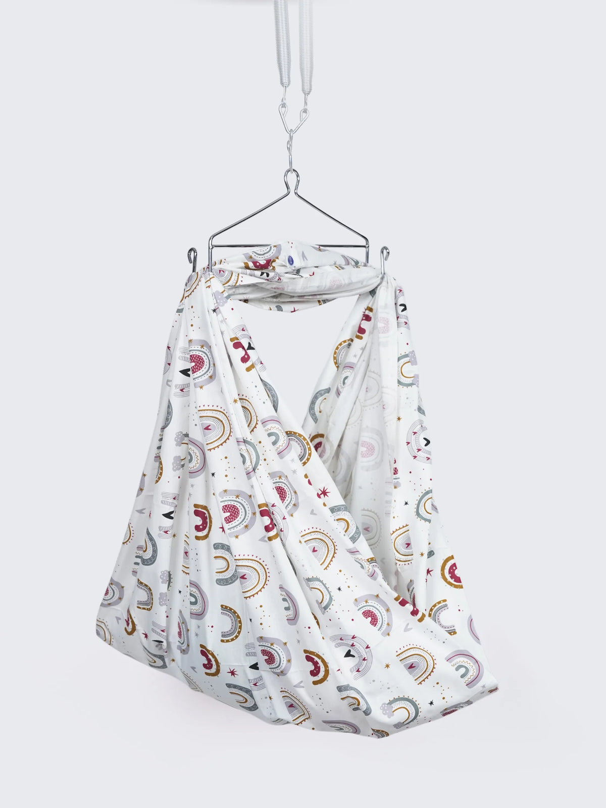 Twill Print Baby Cradle Cloth with Net - Multicolor Rainbow