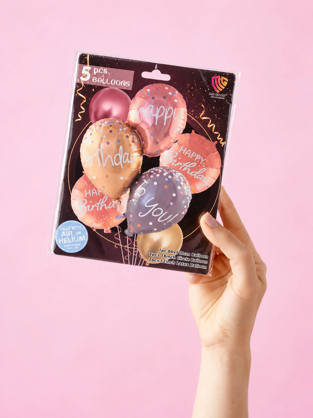 Happy Birthday Foil Balloon Bouquet – 5 Pcs