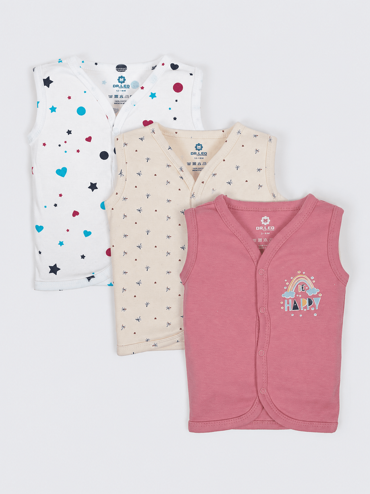 3-Piece Baby Cotton Sleeveless Vest Combo
