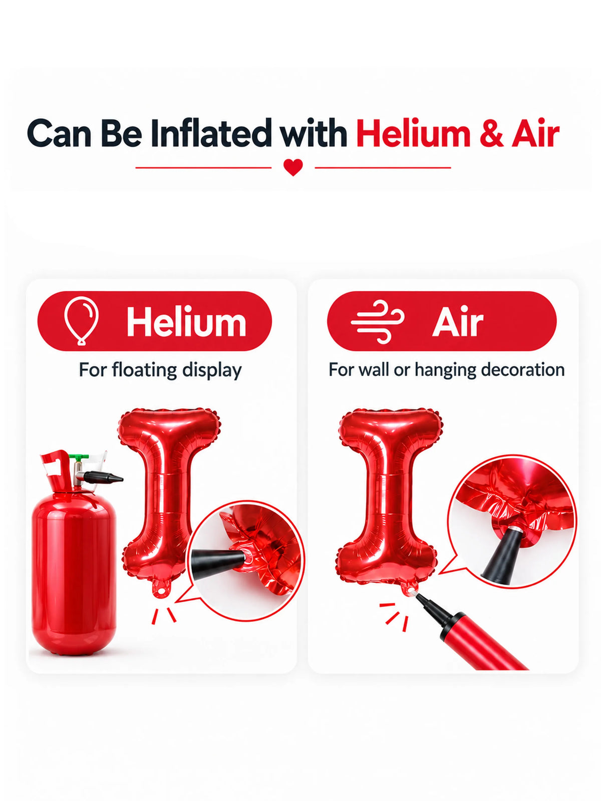 Red “I Love You” Foil Letter Balloon Set