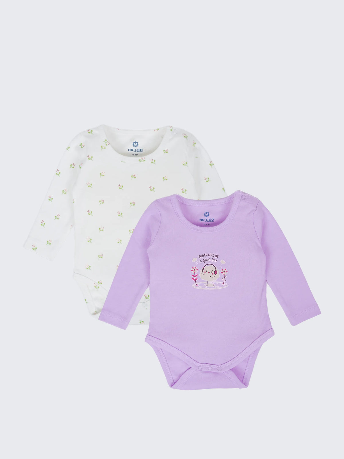 Baby Full Sleeve Bodysuit 2 Piece Combo - 0-3 Months