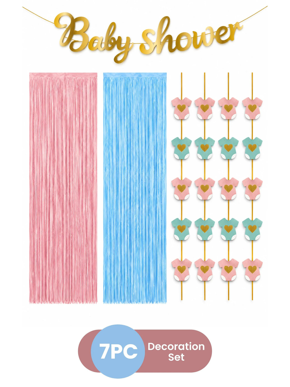 Baby Shower Pink & Blue Decoration Set – 7 Pcs