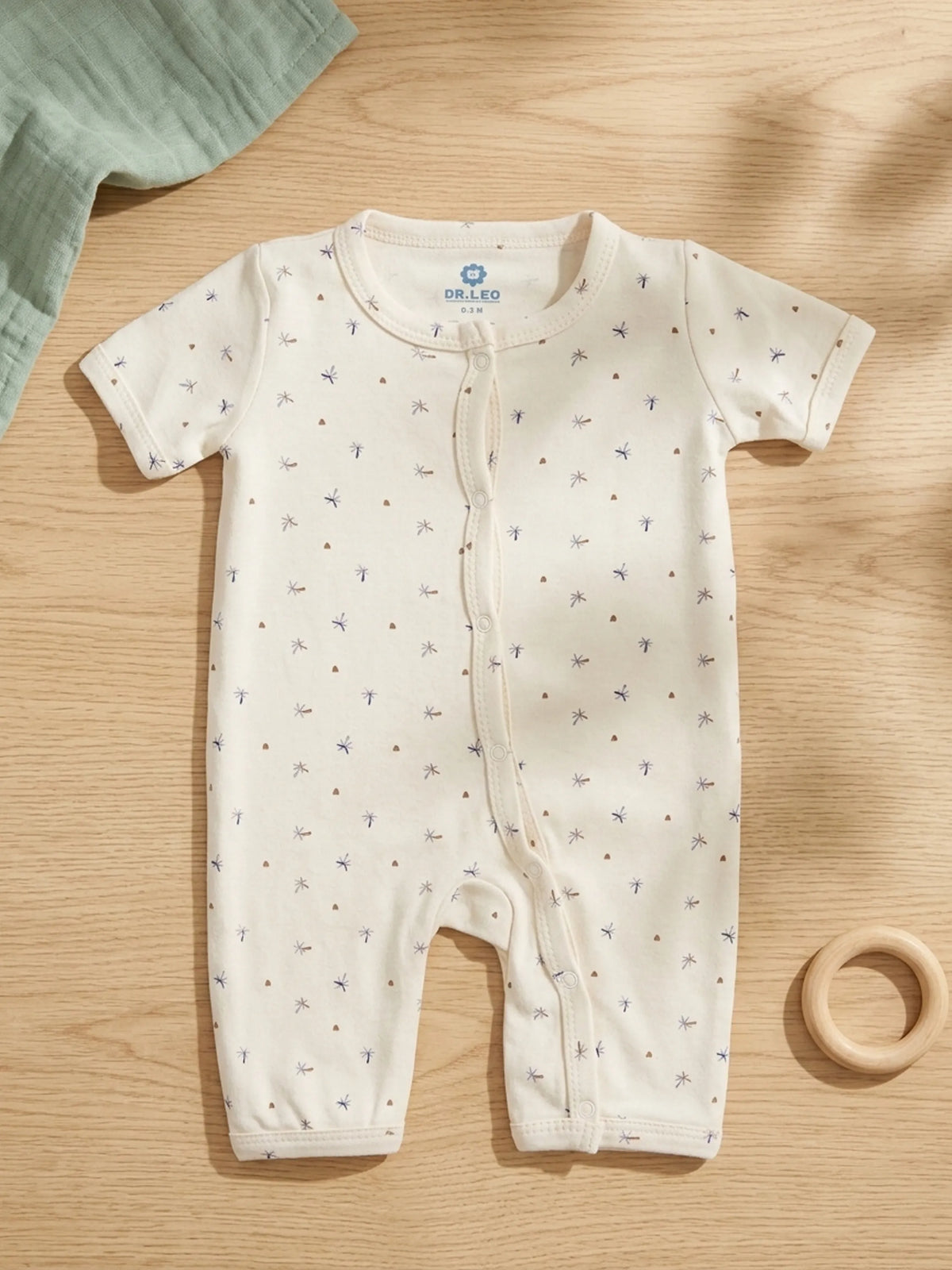 Unisex Printed Baby Jumpsuit - Off White