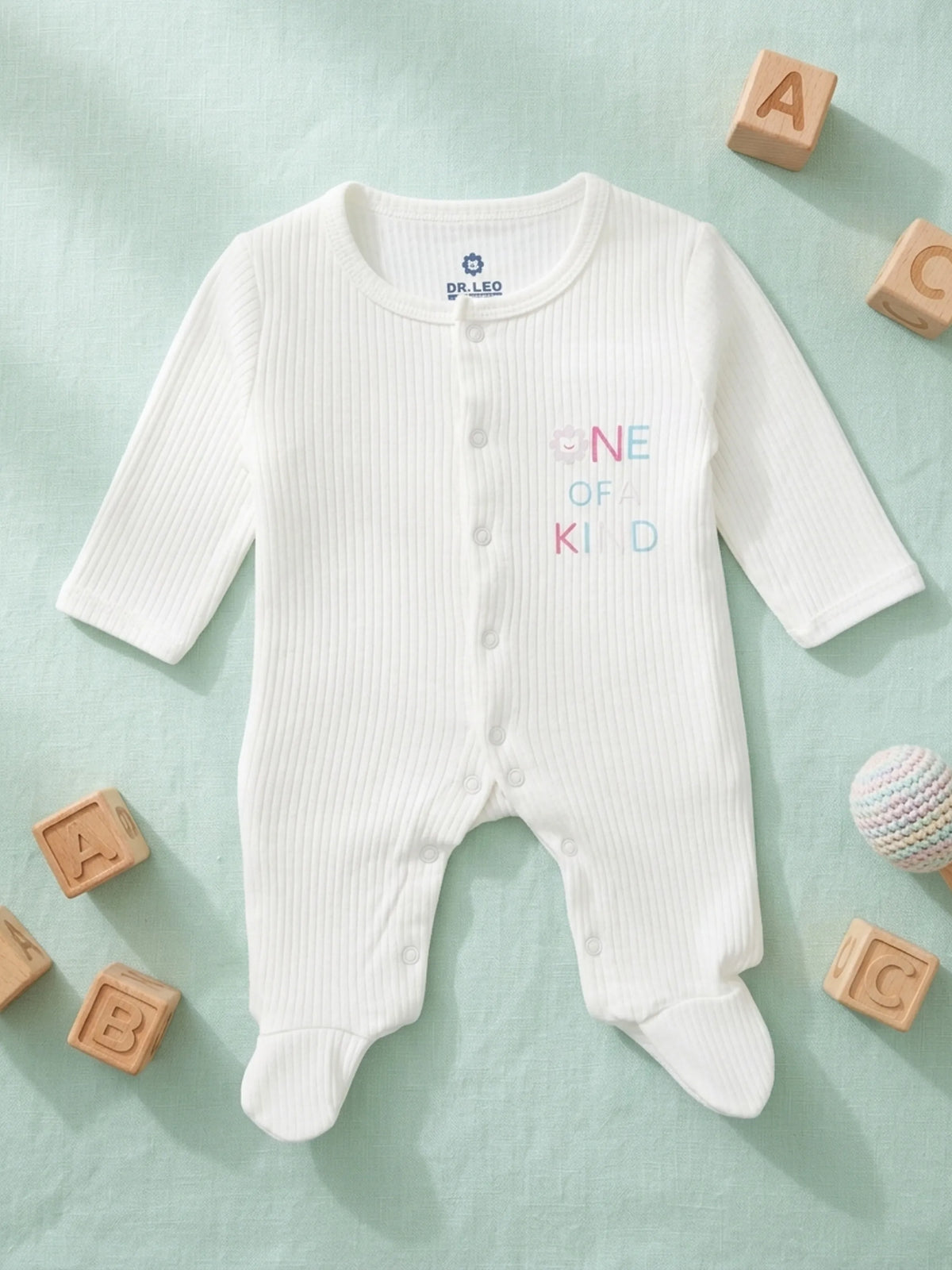 Unisex Solid White Baby Sleepsuit