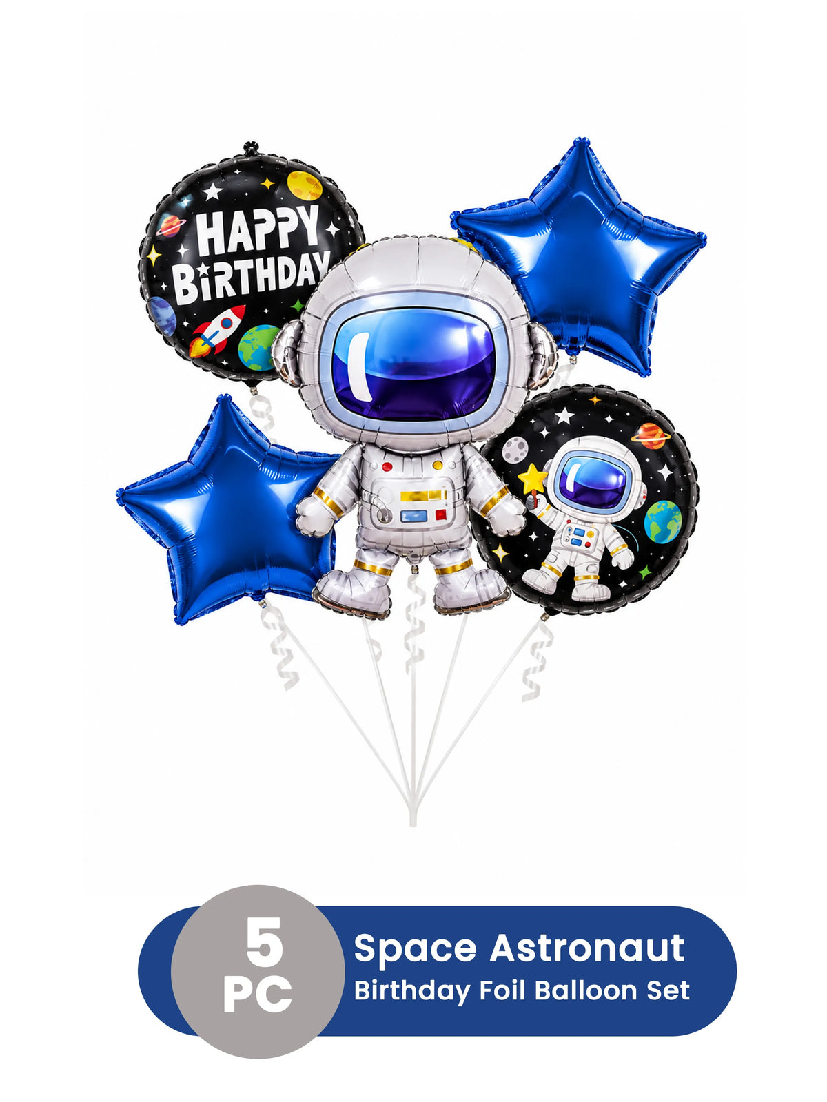 Space Astronaut Birthday Foil Balloon Set – 5 Pcs