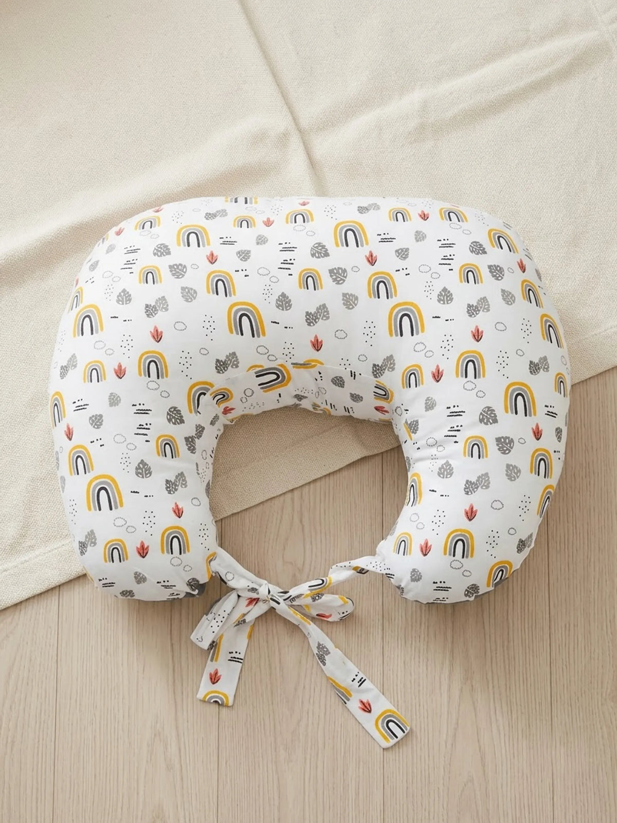Baby Feeding Pillow - Grey & Mustard
