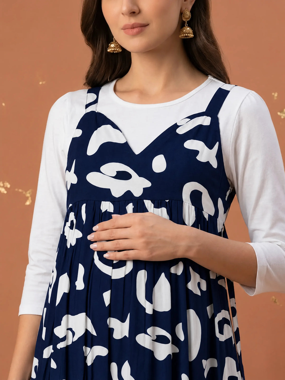 Cotton Printed Maternity Pinafore Dress